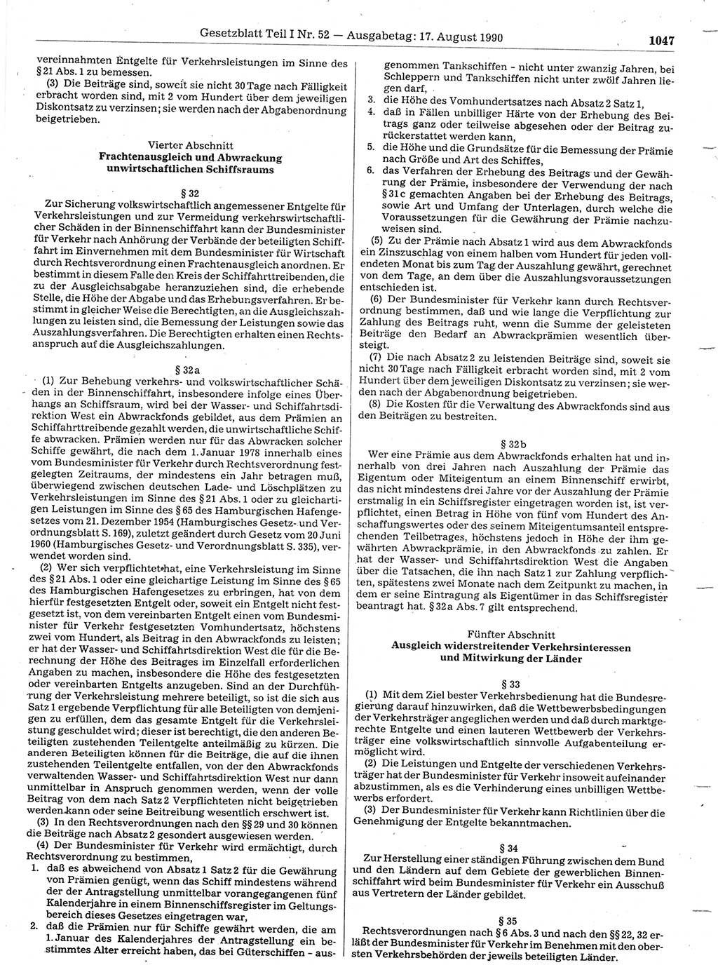 Gesetzblatt (GBl.) der Deutschen Demokratischen Republik (DDR) Teil Ⅰ 1990, Seite 1047 (GBl. DDR Ⅰ 1990, S. 1047)