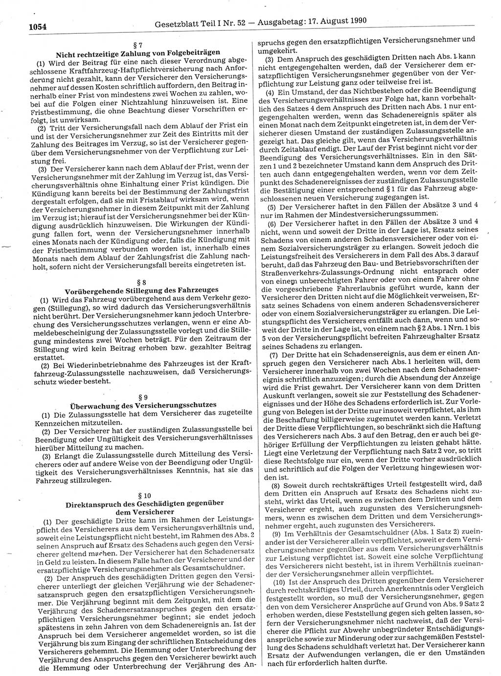 Gesetzblatt (GBl.) der Deutschen Demokratischen Republik (DDR) Teil Ⅰ 1990, Seite 1054 (GBl. DDR Ⅰ 1990, S. 1054)