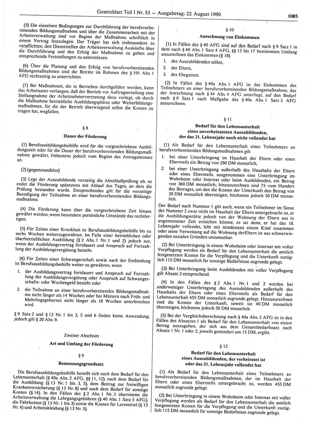 Gesetzblatt (GBl.) der Deutschen Demokratischen Republik (DDR) Teil Ⅰ 1990, Seite 1085 (GBl. DDR Ⅰ 1990, S. 1085)