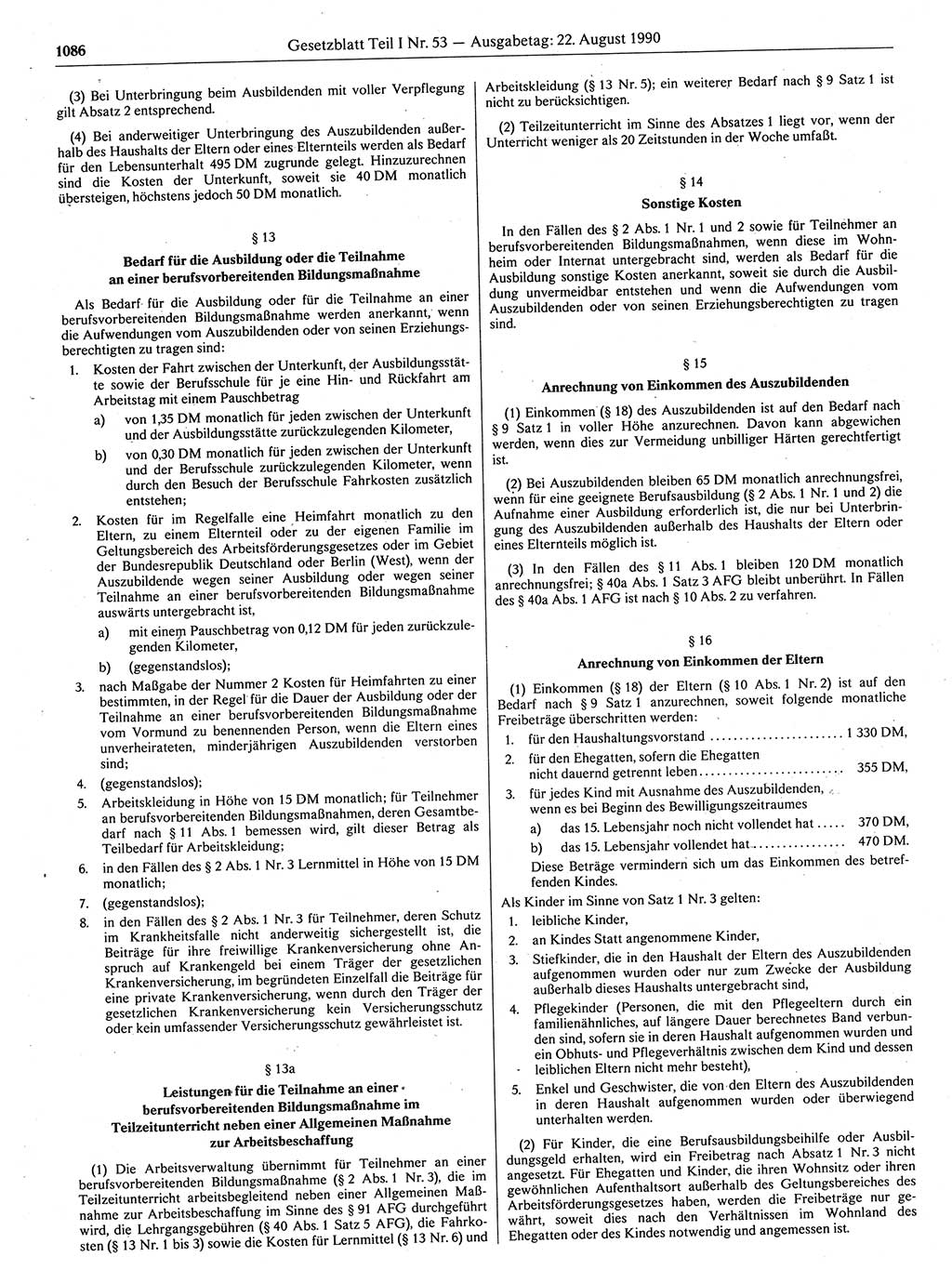 Gesetzblatt (GBl.) der Deutschen Demokratischen Republik (DDR) Teil Ⅰ 1990, Seite 1086 (GBl. DDR Ⅰ 1990, S. 1086)