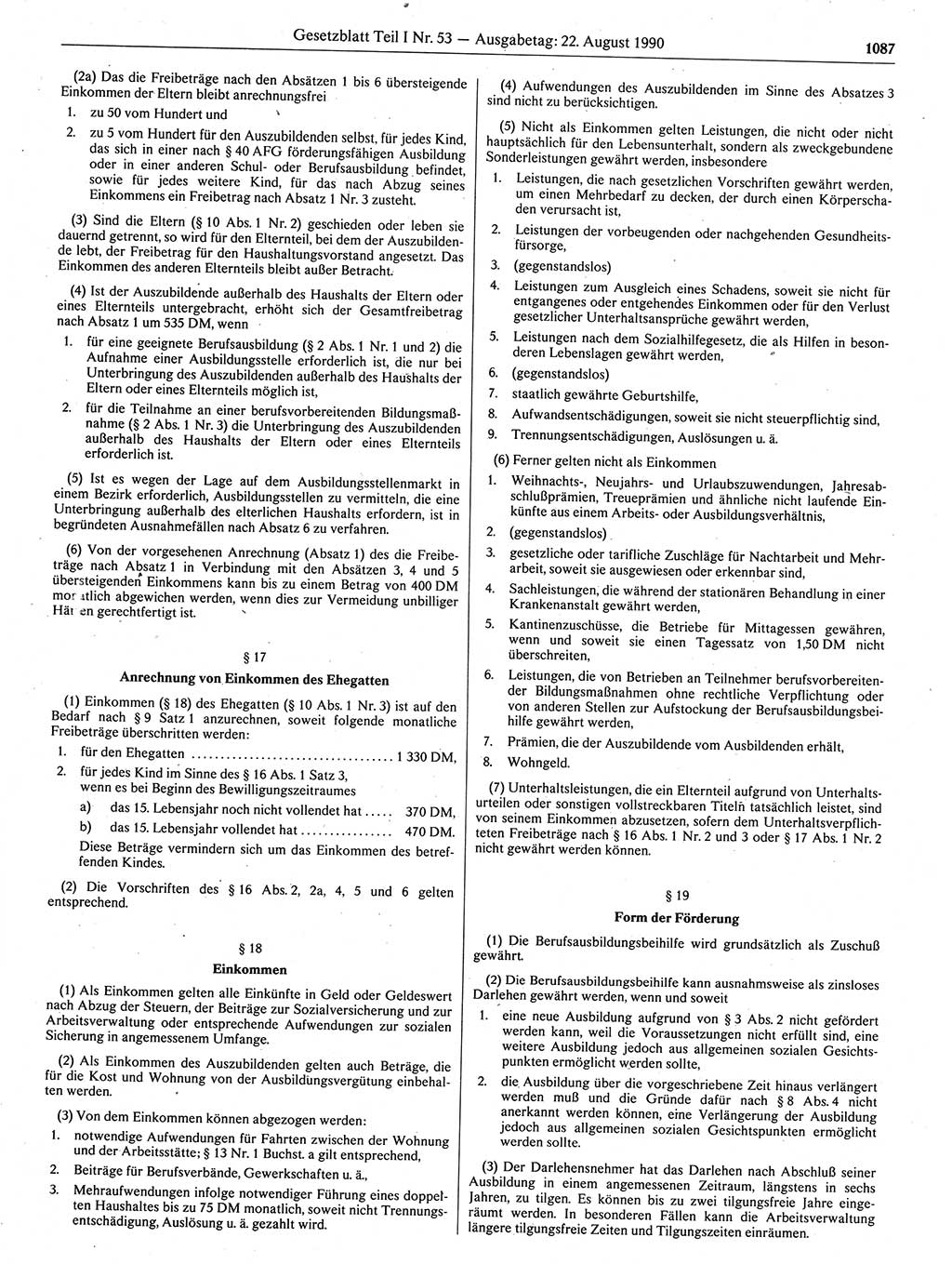 Gesetzblatt (GBl.) der Deutschen Demokratischen Republik (DDR) Teil Ⅰ 1990, Seite 1087 (GBl. DDR Ⅰ 1990, S. 1087)