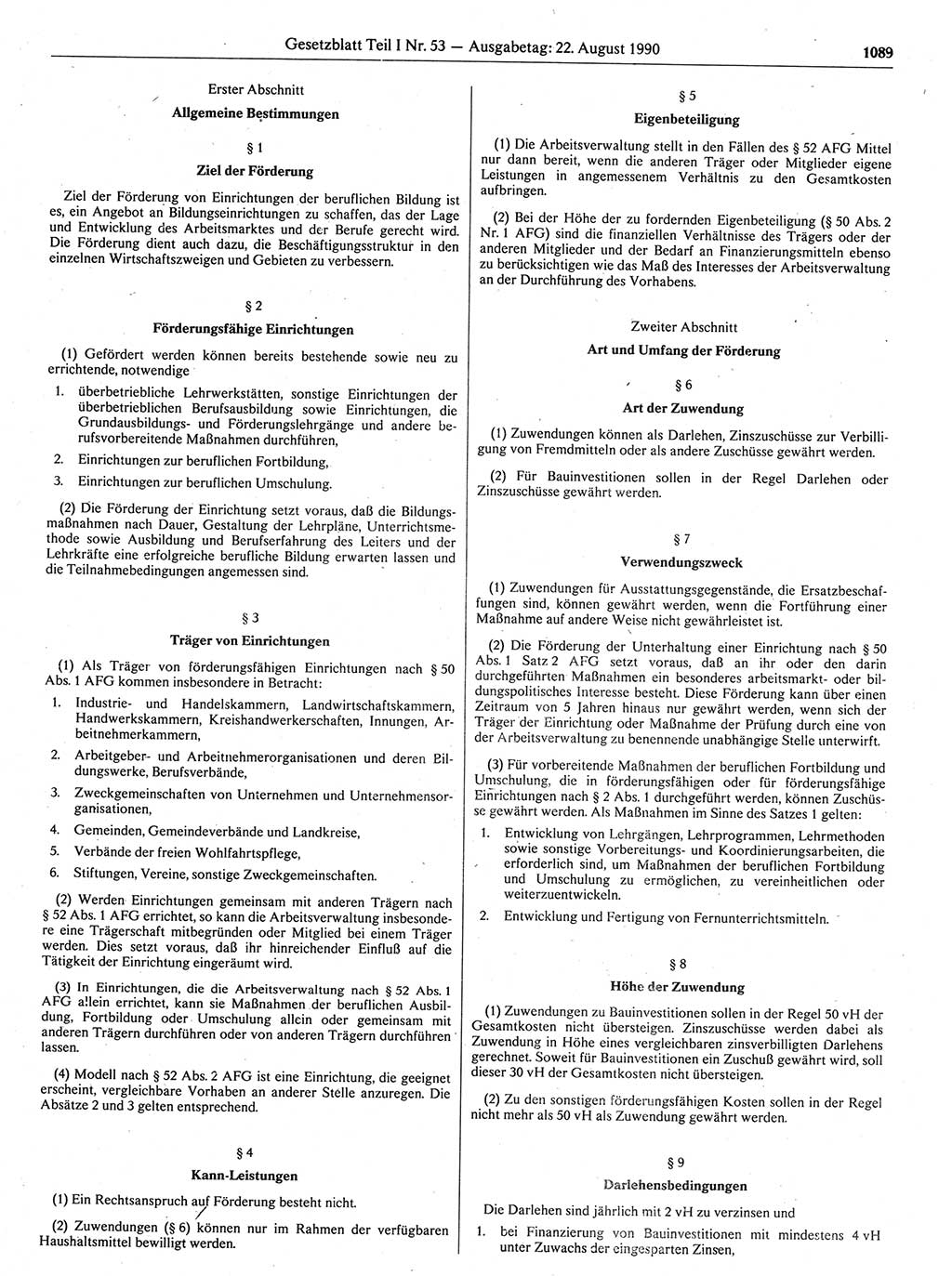 Gesetzblatt (GBl.) der Deutschen Demokratischen Republik (DDR) Teil Ⅰ 1990, Seite 1089 (GBl. DDR Ⅰ 1990, S. 1089)