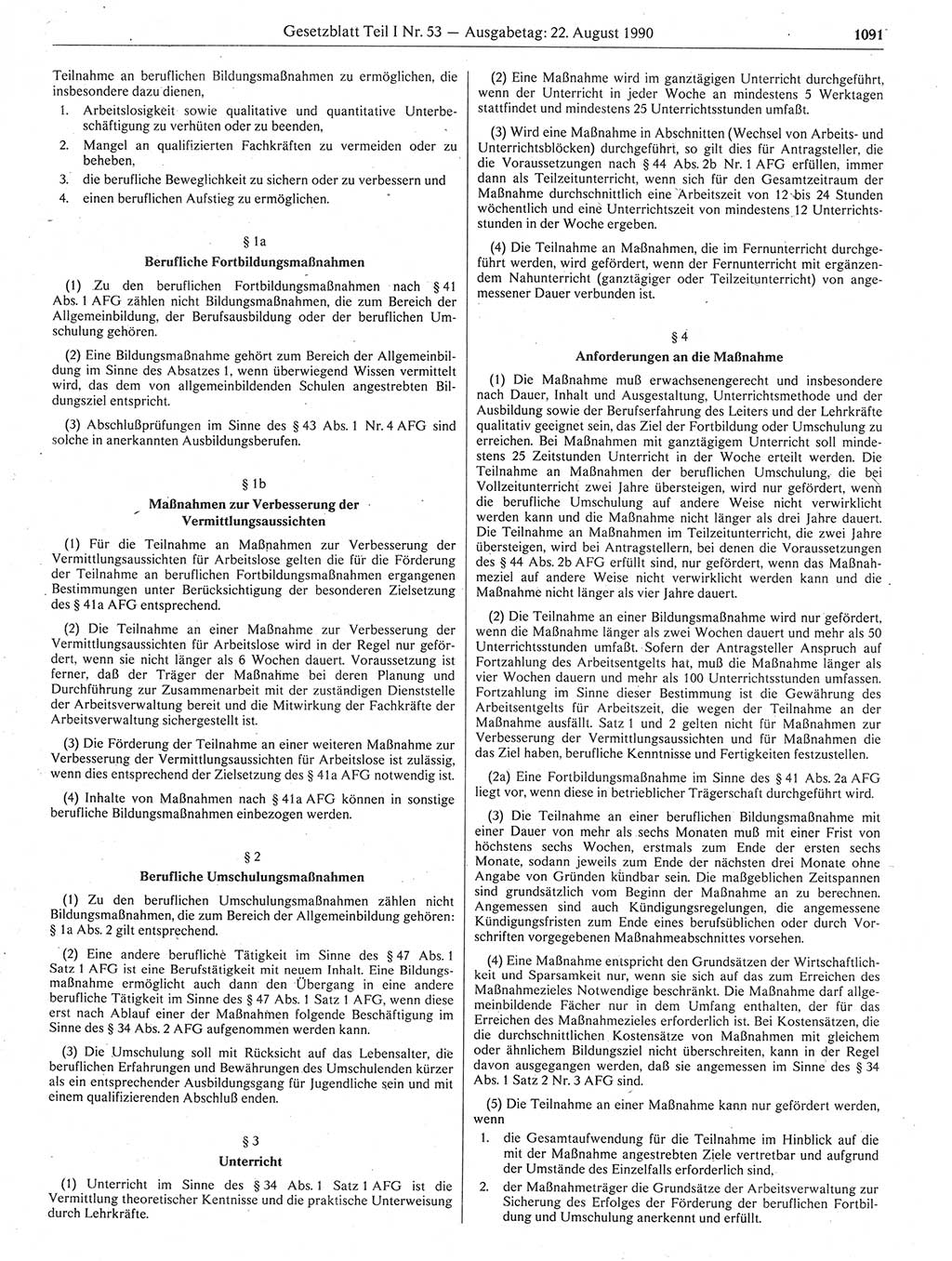 Gesetzblatt (GBl.) der Deutschen Demokratischen Republik (DDR) Teil Ⅰ 1990, Seite 1091 (GBl. DDR Ⅰ 1990, S. 1091)