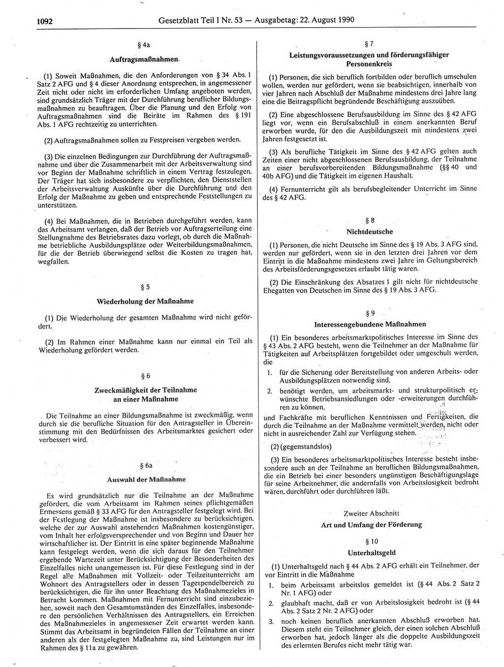 Gesetzblatt (GBl.) der Deutschen Demokratischen Republik (DDR) Teil Ⅰ 1990, Seite 1092 (GBl. DDR Ⅰ 1990, S. 1092)