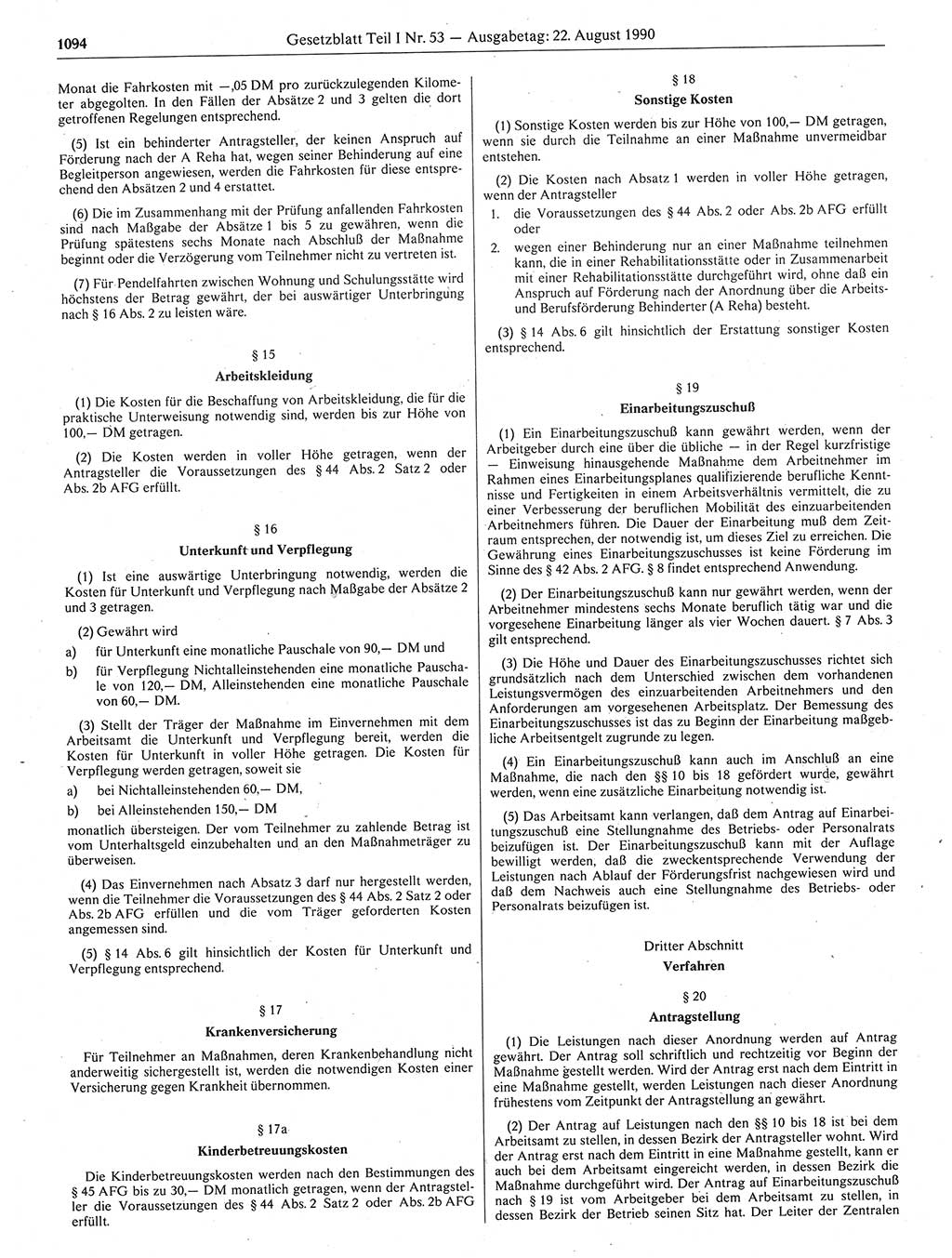 Gesetzblatt (GBl.) der Deutschen Demokratischen Republik (DDR) Teil Ⅰ 1990, Seite 1094 (GBl. DDR Ⅰ 1990, S. 1094)