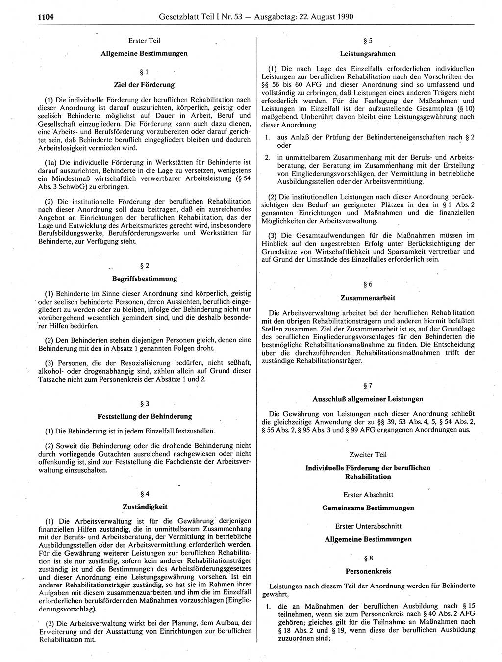 Gesetzblatt (GBl.) der Deutschen Demokratischen Republik (DDR) Teil Ⅰ 1990, Seite 1104 (GBl. DDR Ⅰ 1990, S. 1104)
