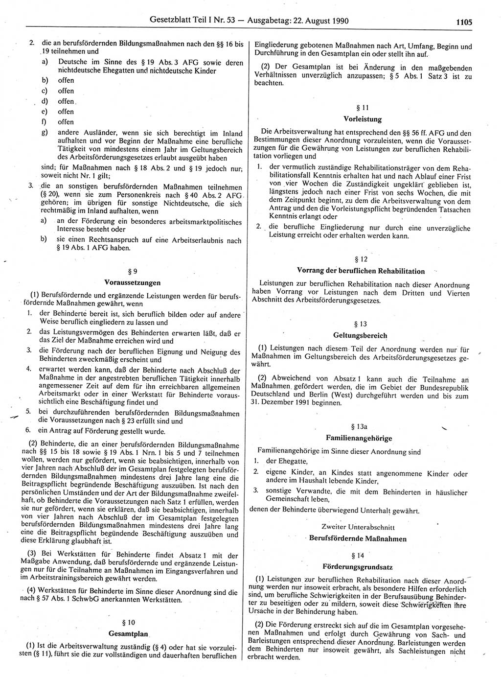 Gesetzblatt (GBl.) der Deutschen Demokratischen Republik (DDR) Teil Ⅰ 1990, Seite 1105 (GBl. DDR Ⅰ 1990, S. 1105)