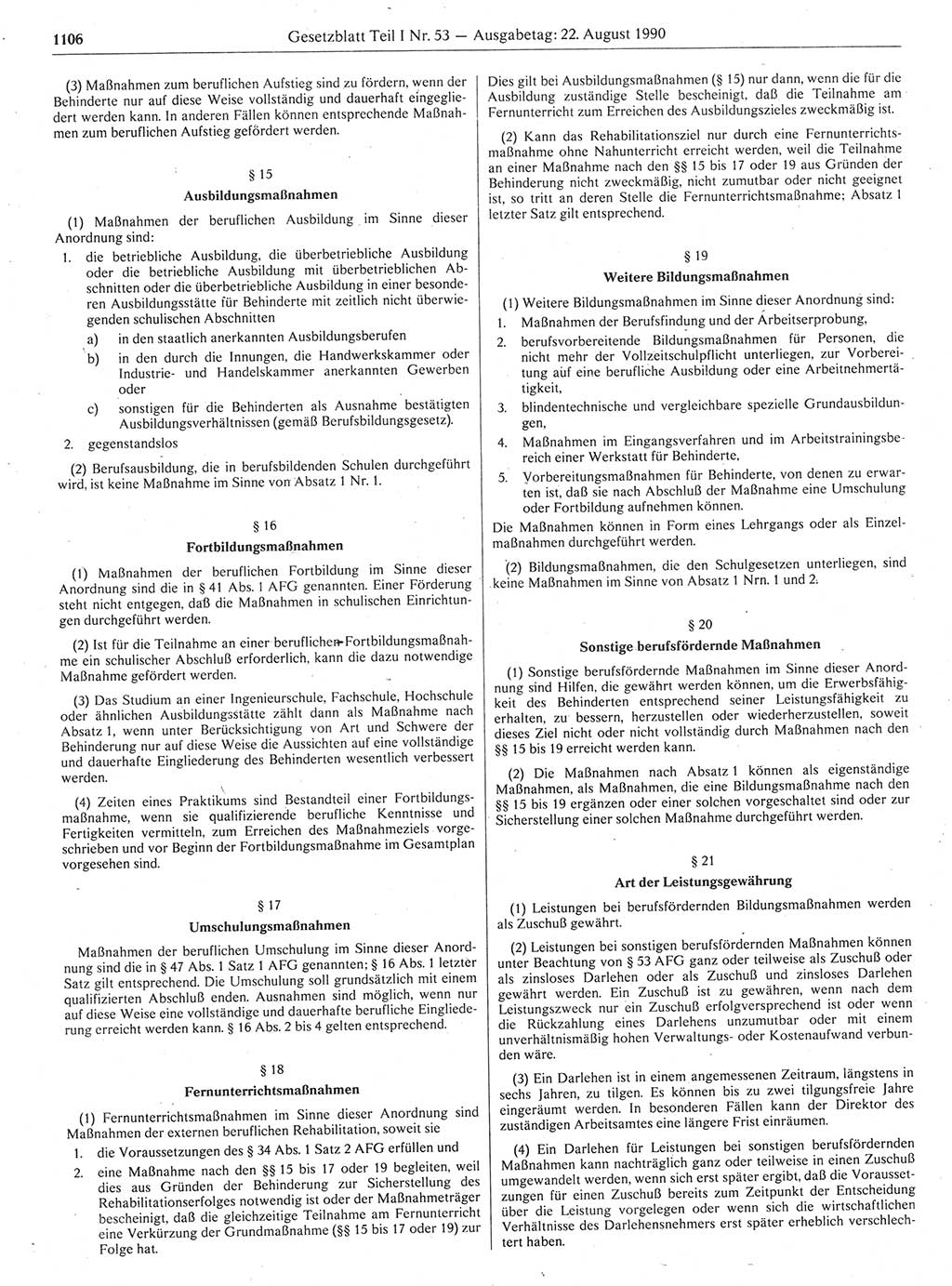 Gesetzblatt (GBl.) der Deutschen Demokratischen Republik (DDR) Teil Ⅰ 1990, Seite 1106 (GBl. DDR Ⅰ 1990, S. 1106)