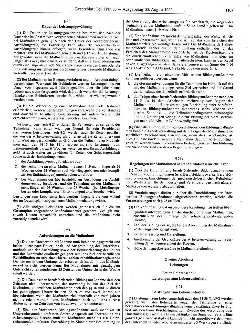 Gesetzblatt (GBl.) der Deutschen Demokratischen Republik (DDR) Teil Ⅰ 1990, Seite 1107 (GBl. DDR Ⅰ 1990, S. 1107)