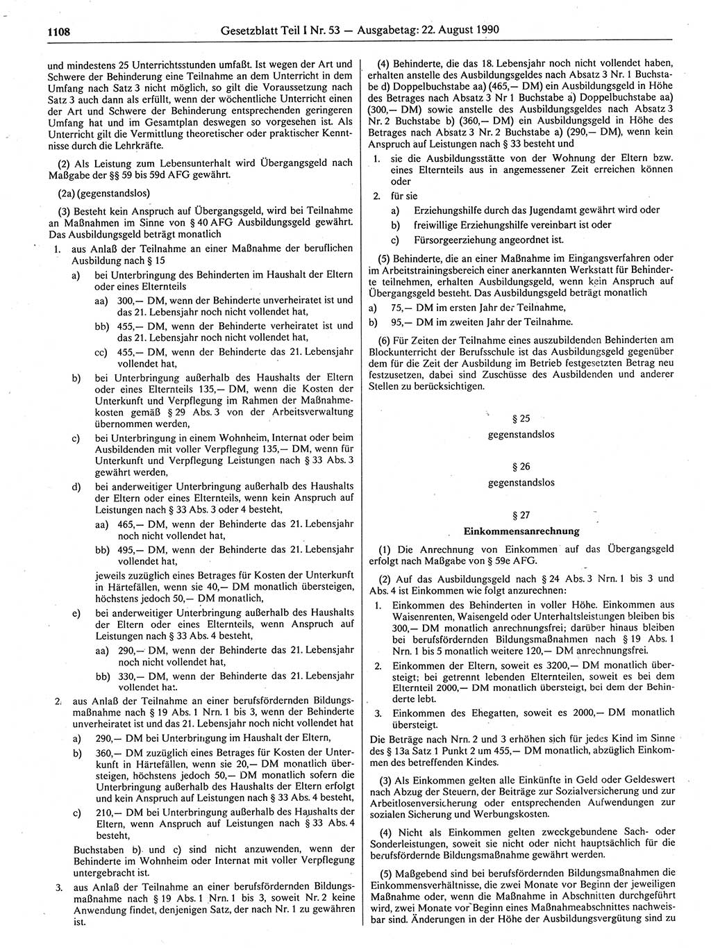 Gesetzblatt (GBl.) der Deutschen Demokratischen Republik (DDR) Teil Ⅰ 1990, Seite 1108 (GBl. DDR Ⅰ 1990, S. 1108)