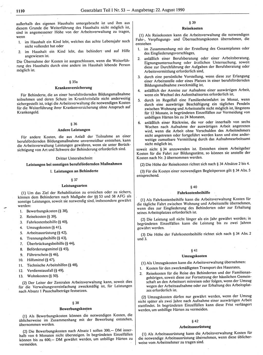 Gesetzblatt (GBl.) der Deutschen Demokratischen Republik (DDR) Teil Ⅰ 1990, Seite 1110 (GBl. DDR Ⅰ 1990, S. 1110)