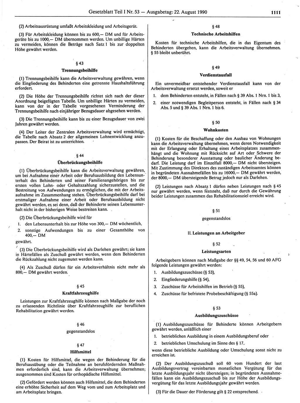 Gesetzblatt (GBl.) der Deutschen Demokratischen Republik (DDR) Teil Ⅰ 1990, Seite 1111 (GBl. DDR Ⅰ 1990, S. 1111)