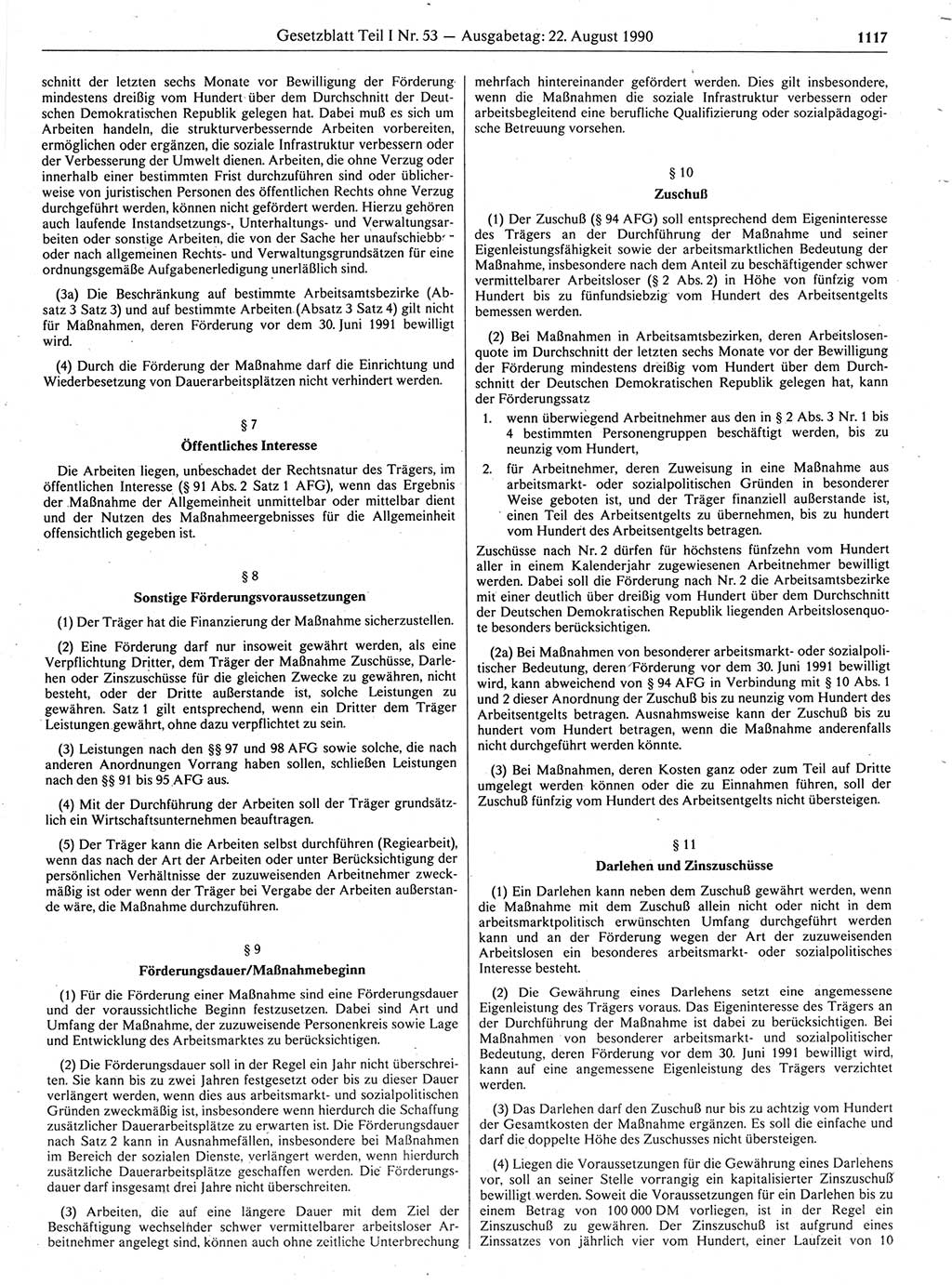 Gesetzblatt (GBl.) der Deutschen Demokratischen Republik (DDR) Teil Ⅰ 1990, Seite 1117 (GBl. DDR Ⅰ 1990, S. 1117)