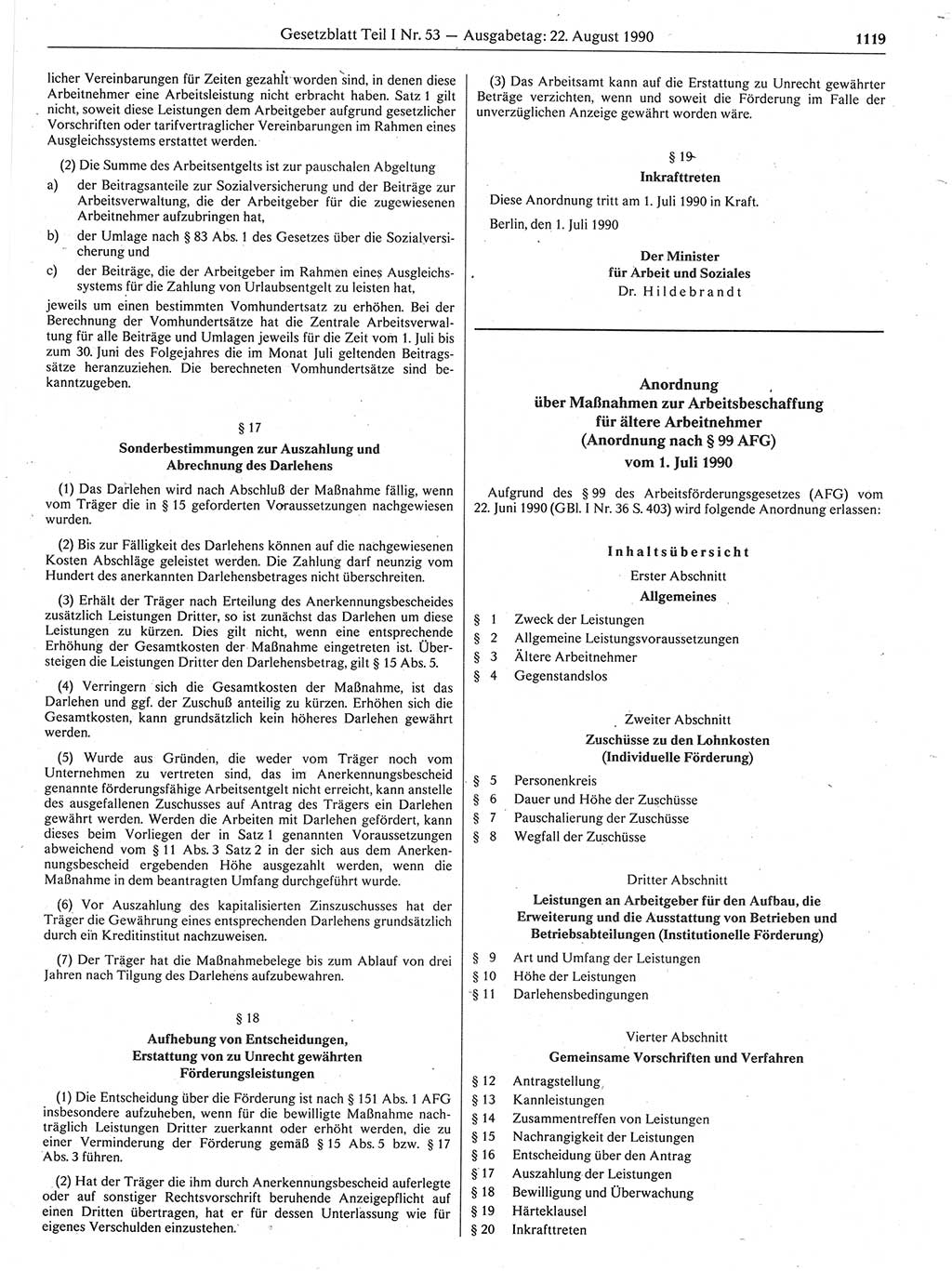 Gesetzblatt (GBl.) der Deutschen Demokratischen Republik (DDR) Teil Ⅰ 1990, Seite 1119 (GBl. DDR Ⅰ 1990, S. 1119)