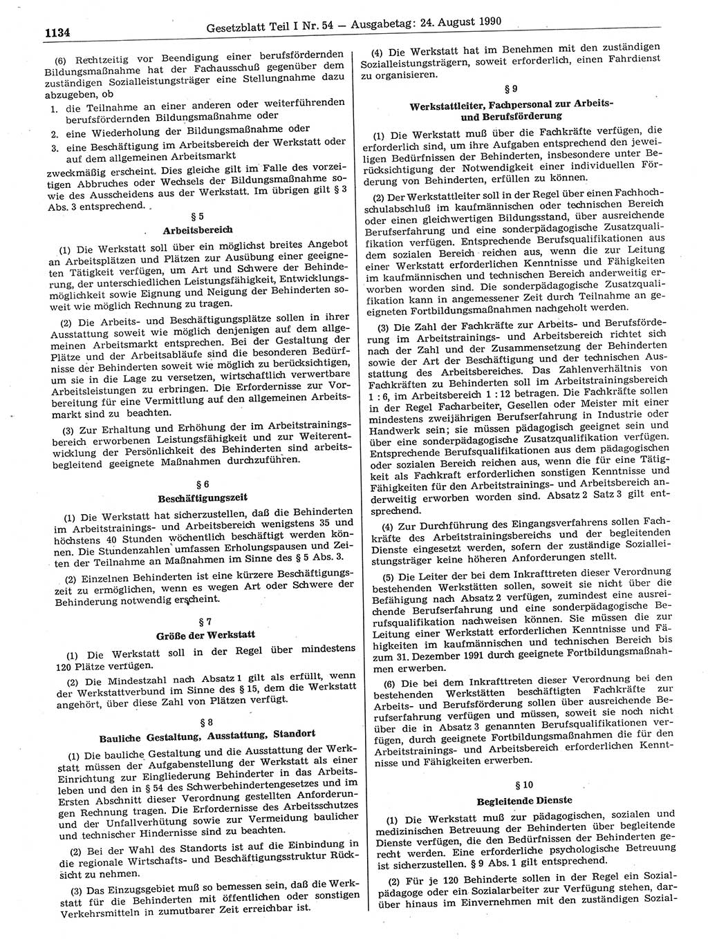 Gesetzblatt (GBl.) der Deutschen Demokratischen Republik (DDR) Teil Ⅰ 1990, Seite 1134 (GBl. DDR Ⅰ 1990, S. 1134)