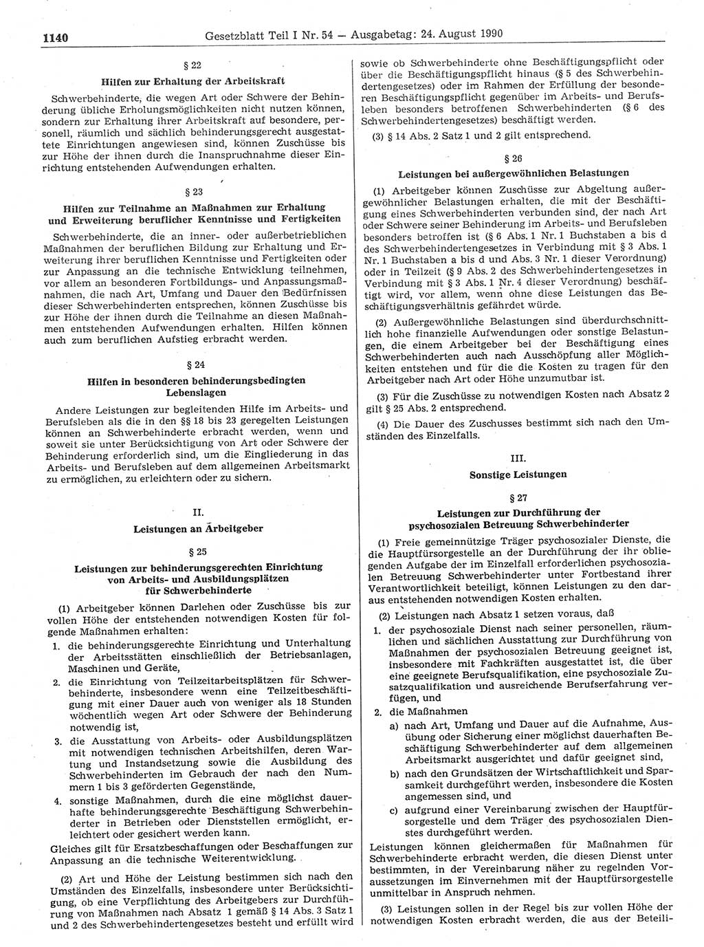 Gesetzblatt (GBl.) der Deutschen Demokratischen Republik (DDR) Teil Ⅰ 1990, Seite 1140 (GBl. DDR Ⅰ 1990, S. 1140)