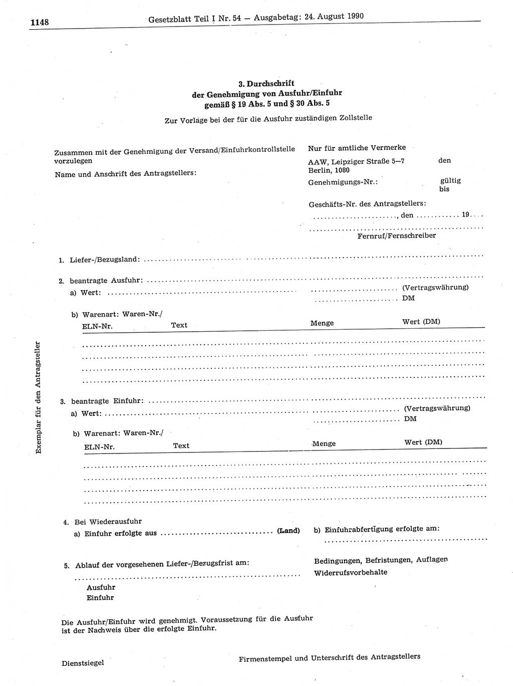Gesetzblatt (GBl.) der Deutschen Demokratischen Republik (DDR) Teil Ⅰ 1990, Seite 1148 (GBl. DDR Ⅰ 1990, S. 1148)