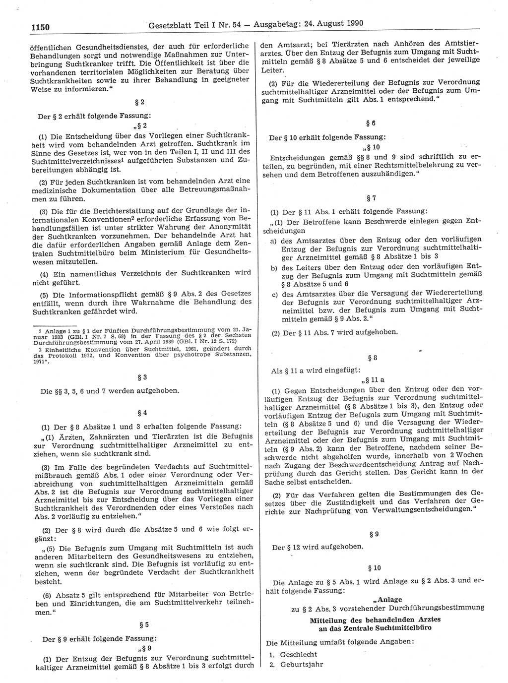 Gesetzblatt (GBl.) der Deutschen Demokratischen Republik (DDR) Teil Ⅰ 1990, Seite 1150 (GBl. DDR Ⅰ 1990, S. 1150)