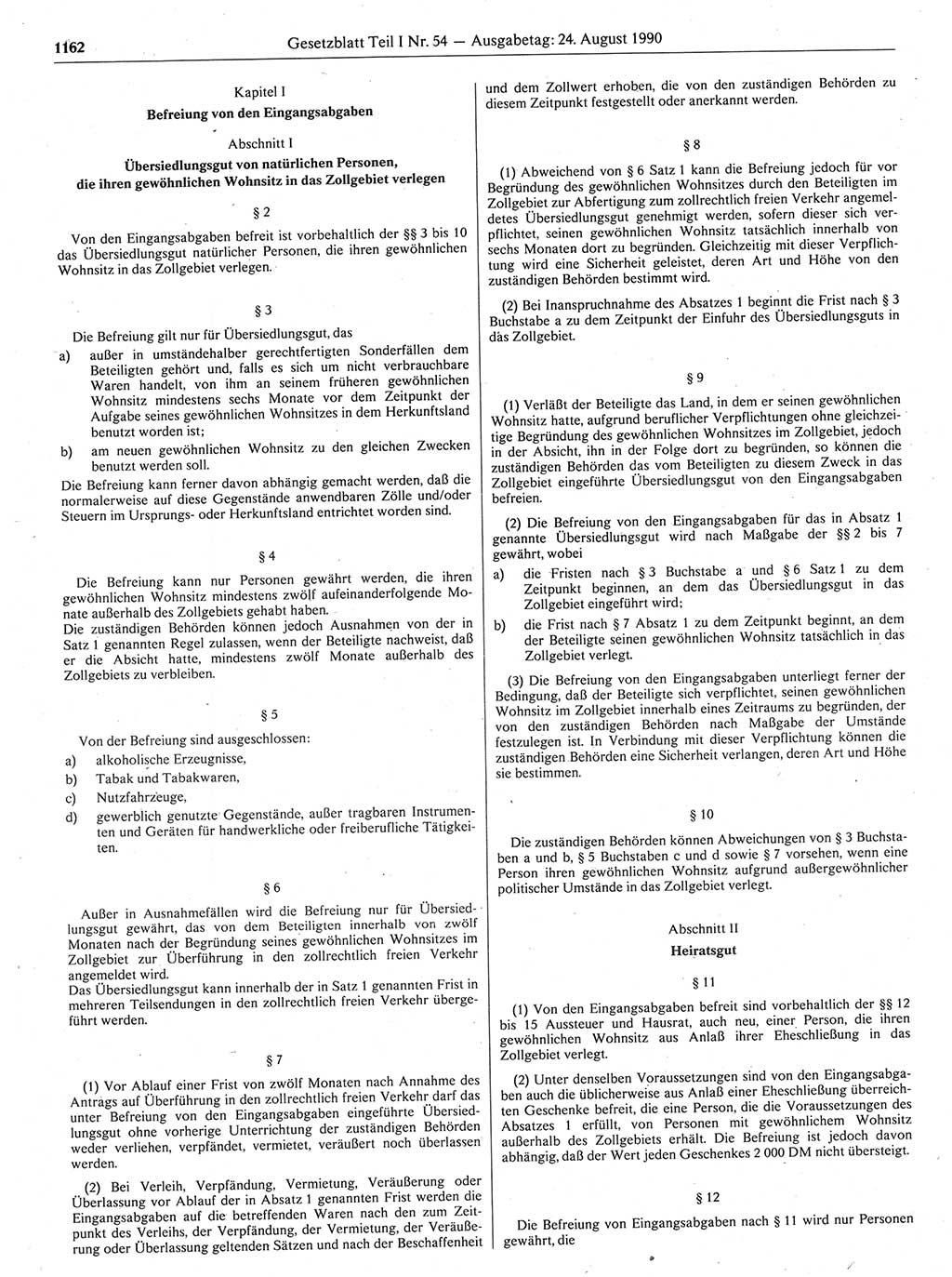 Gesetzblatt (GBl.) der Deutschen Demokratischen Republik (DDR) Teil Ⅰ 1990, Seite 1162 (GBl. DDR Ⅰ 1990, S. 1162)