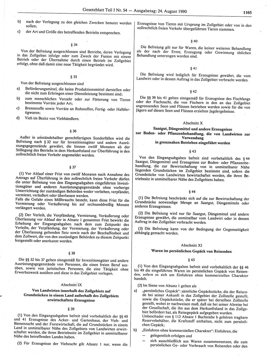 Gesetzblatt (GBl.) der Deutschen Demokratischen Republik (DDR) Teil Ⅰ 1990, Seite 1165 (GBl. DDR Ⅰ 1990, S. 1165)