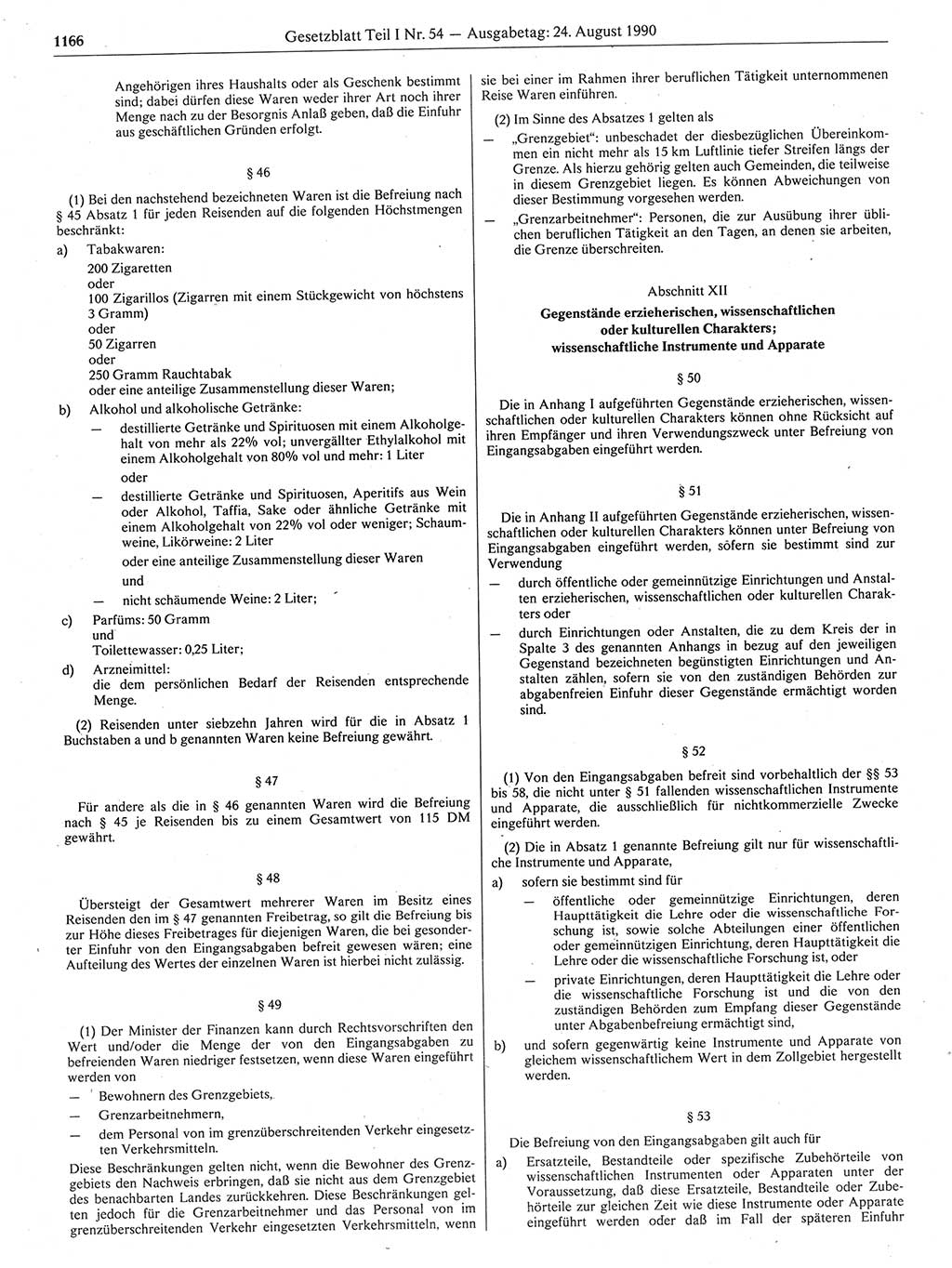 Gesetzblatt (GBl.) der Deutschen Demokratischen Republik (DDR) Teil Ⅰ 1990, Seite 1166 (GBl. DDR Ⅰ 1990, S. 1166)