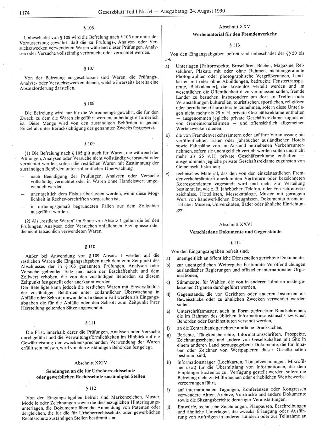 Gesetzblatt (GBl.) der Deutschen Demokratischen Republik (DDR) Teil Ⅰ 1990, Seite 1174 (GBl. DDR Ⅰ 1990, S. 1174)