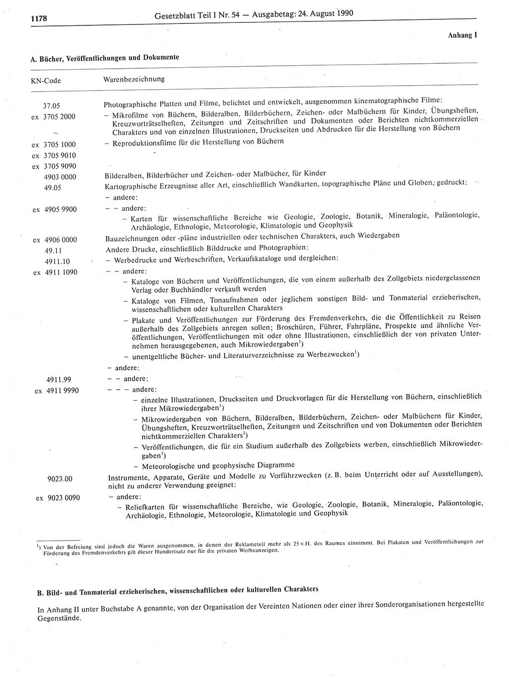 Gesetzblatt (GBl.) der Deutschen Demokratischen Republik (DDR) Teil Ⅰ 1990, Seite 1178 (GBl. DDR Ⅰ 1990, S. 1178)