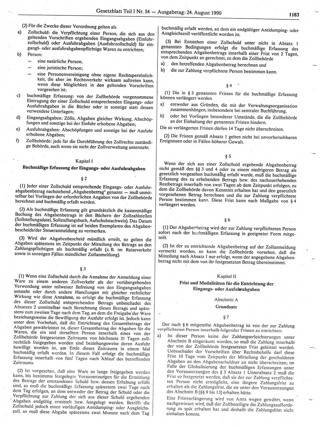 Gesetzblatt (GBl.) der Deutschen Demokratischen Republik (DDR) Teil Ⅰ 1990, Seite 1183 (GBl. DDR Ⅰ 1990, S. 1183)