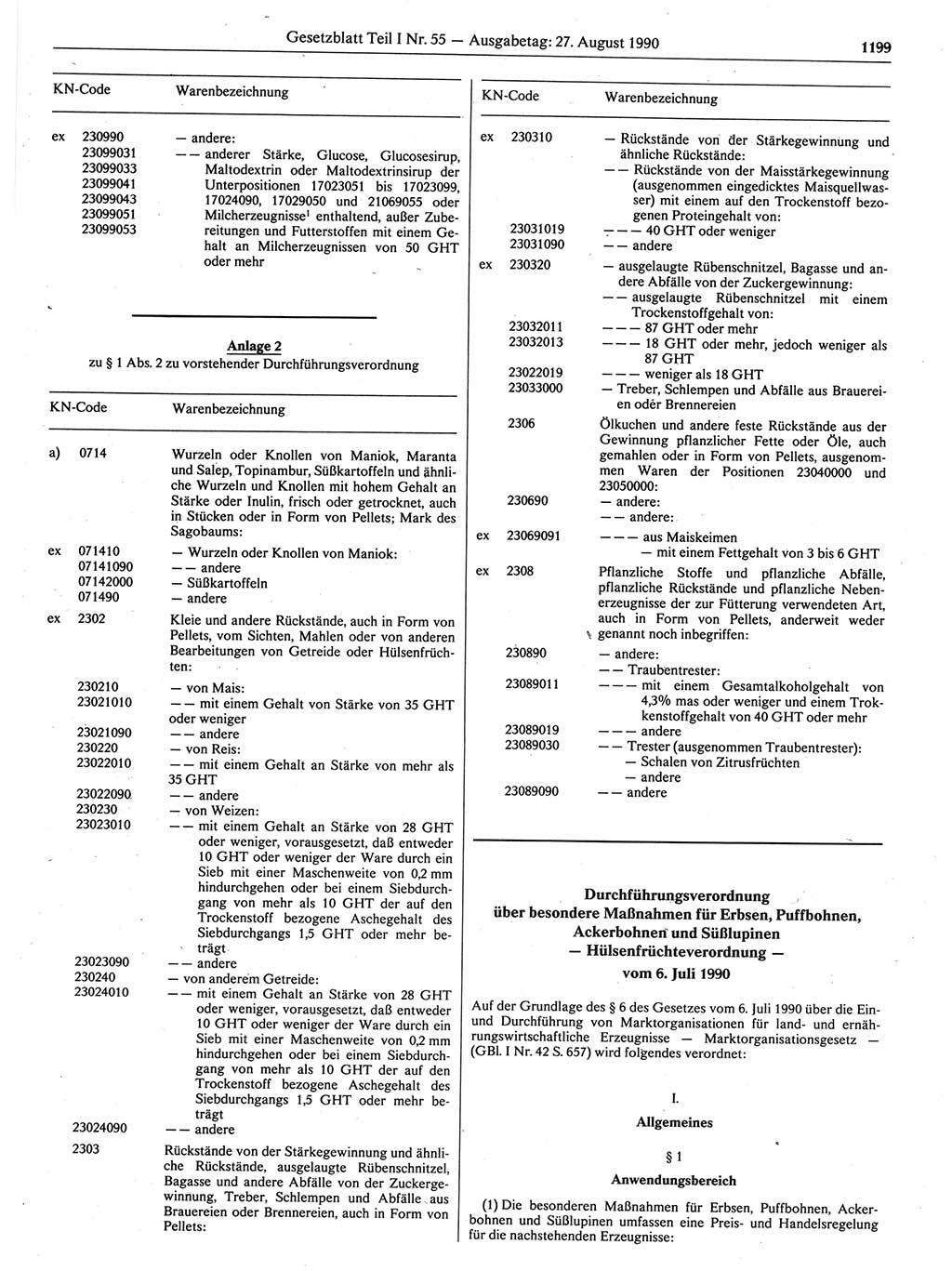 Gesetzblatt (GBl.) der Deutschen Demokratischen Republik (DDR) Teil Ⅰ 1990, Seite 1199 (GBl. DDR Ⅰ 1990, S. 1199)