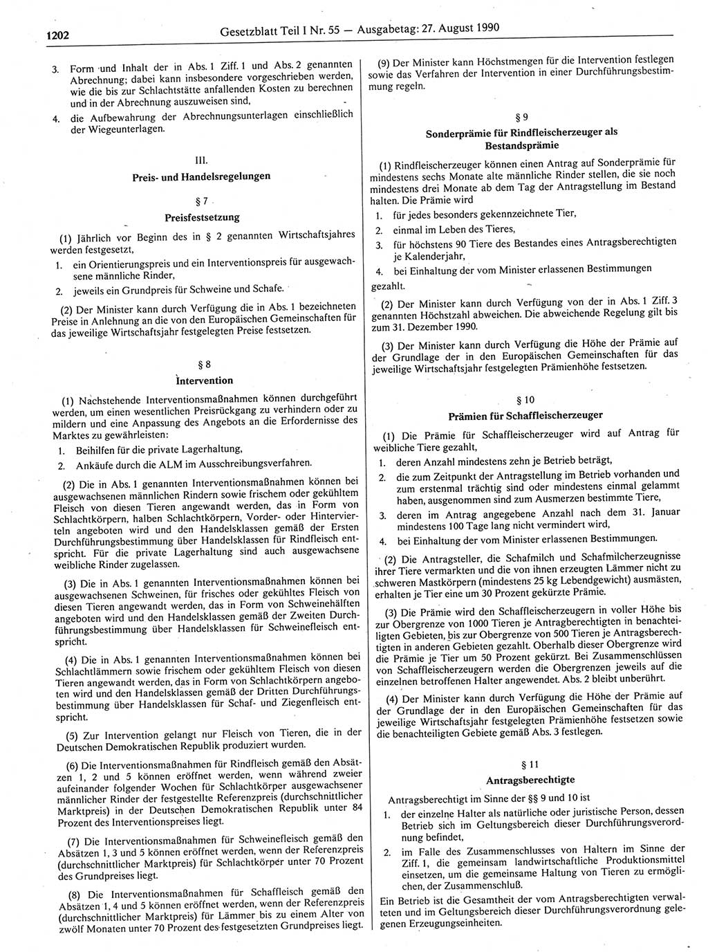 Gesetzblatt (GBl.) der Deutschen Demokratischen Republik (DDR) Teil Ⅰ 1990, Seite 1202 (GBl. DDR Ⅰ 1990, S. 1202)