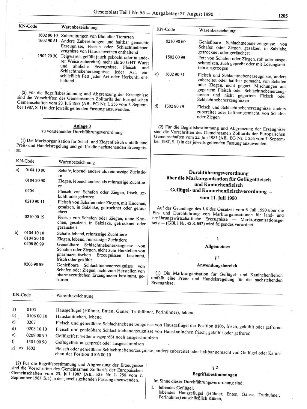 Gesetzblatt (GBl.) der Deutschen Demokratischen Republik (DDR) Teil Ⅰ 1990, Seite 1205 (GBl. DDR Ⅰ 1990, S. 1205)