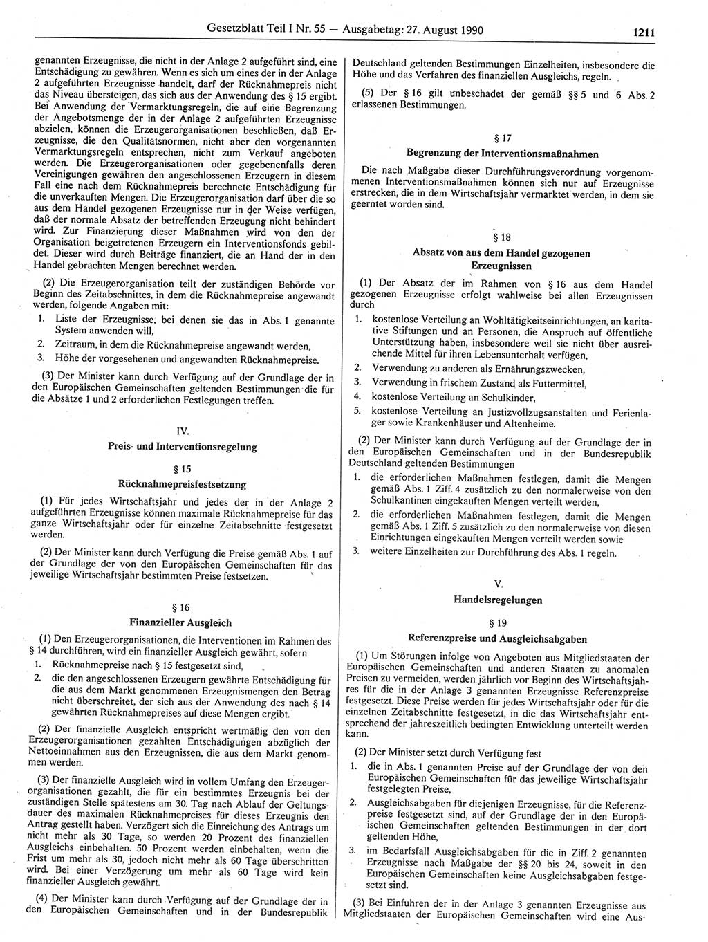 Gesetzblatt (GBl.) der Deutschen Demokratischen Republik (DDR) Teil Ⅰ 1990, Seite 1211 (GBl. DDR Ⅰ 1990, S. 1211)