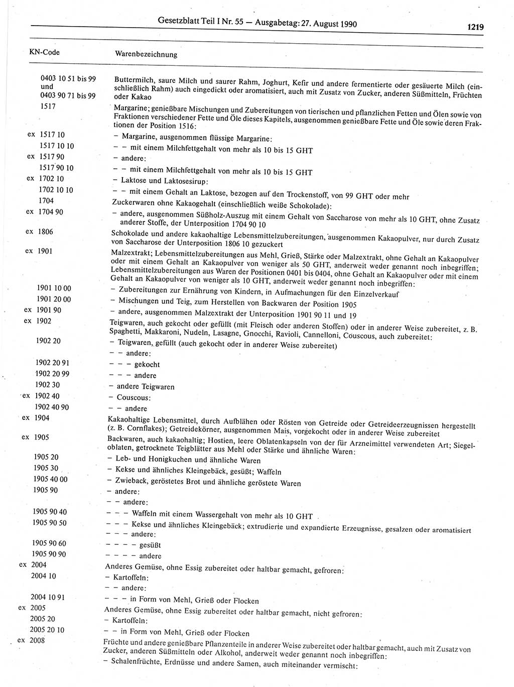 Gesetzblatt (GBl.) der Deutschen Demokratischen Republik (DDR) Teil Ⅰ 1990, Seite 1219 (GBl. DDR Ⅰ 1990, S. 1219)