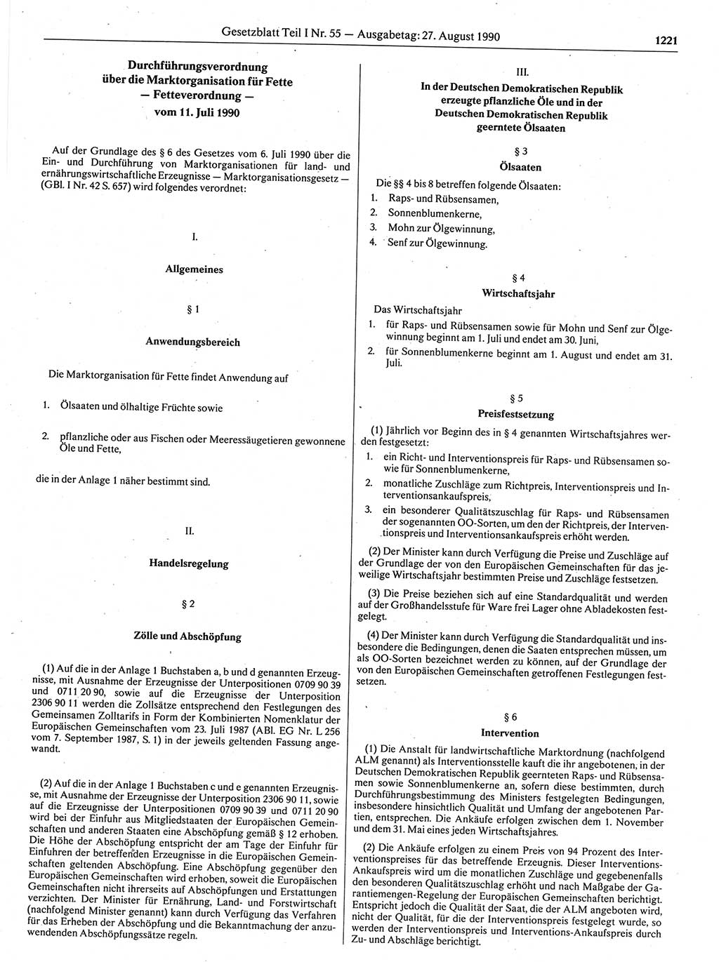 Gesetzblatt (GBl.) der Deutschen Demokratischen Republik (DDR) Teil Ⅰ 1990, Seite 1221 (GBl. DDR Ⅰ 1990, S. 1221)