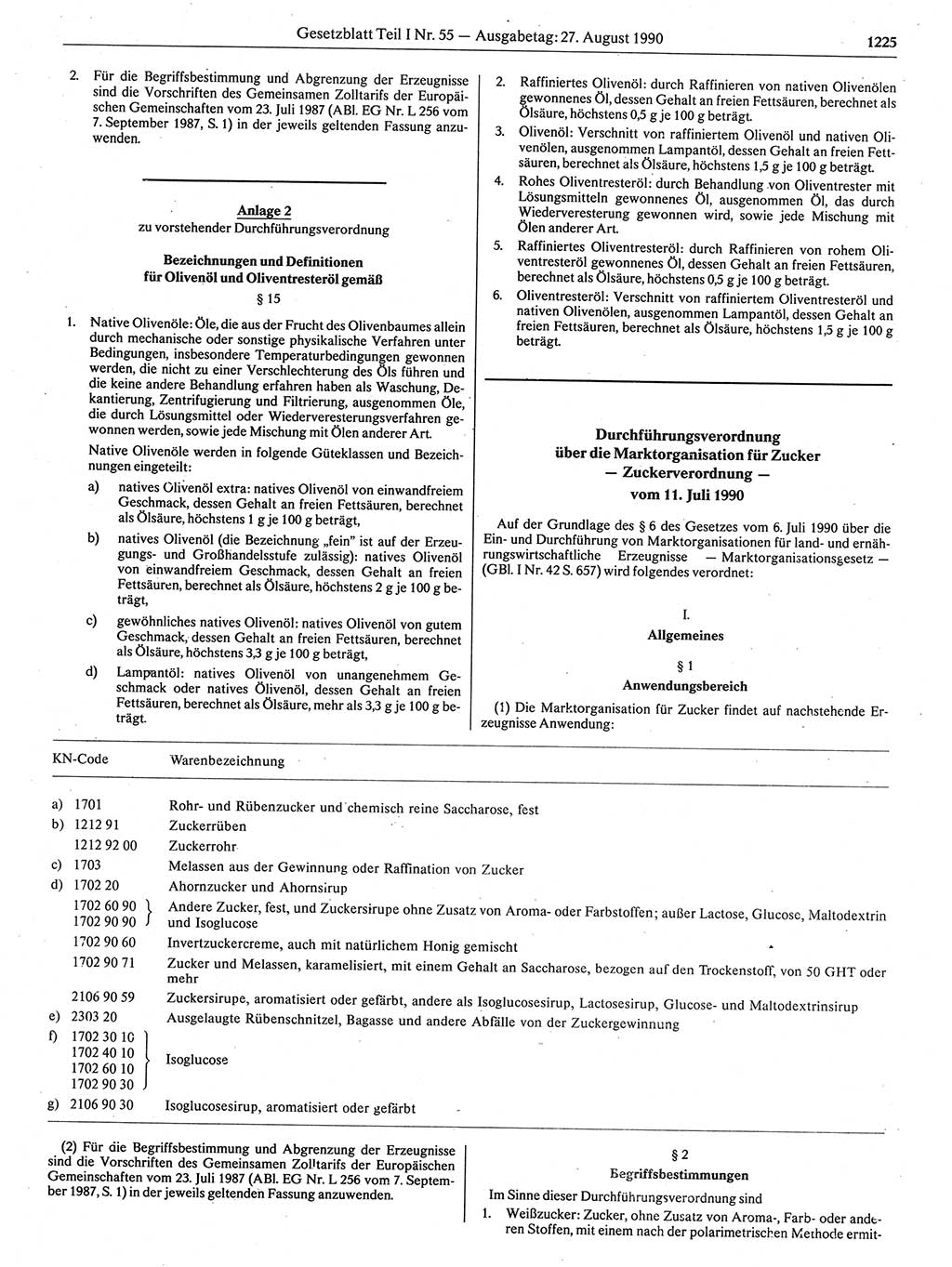 Gesetzblatt (GBl.) der Deutschen Demokratischen Republik (DDR) Teil Ⅰ 1990, Seite 1225 (GBl. DDR Ⅰ 1990, S. 1225)