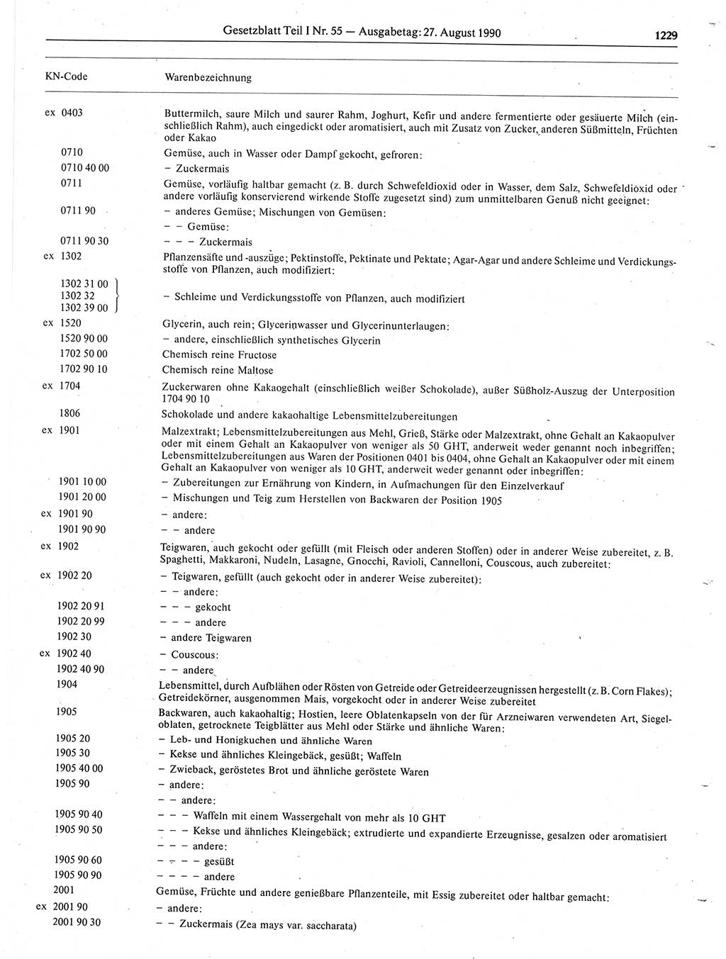 Gesetzblatt (GBl.) der Deutschen Demokratischen Republik (DDR) Teil Ⅰ 1990, Seite 1229 (GBl. DDR Ⅰ 1990, S. 1229)