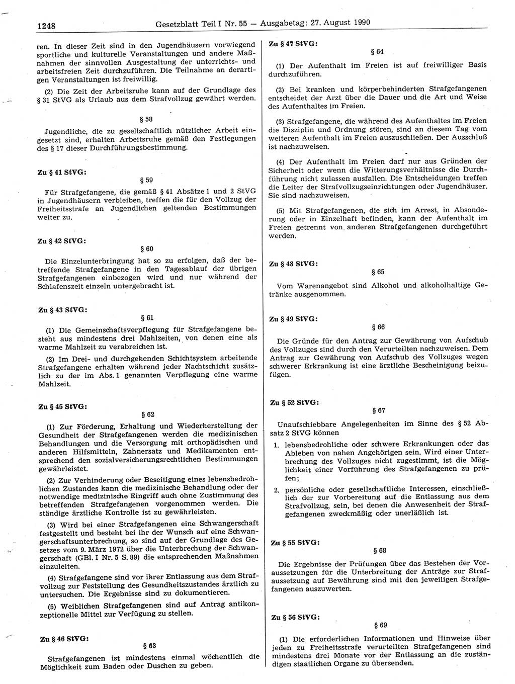 Gesetzblatt (GBl.) der Deutschen Demokratischen Republik (DDR) Teil Ⅰ 1990, Seite 1248 (GBl. DDR Ⅰ 1990, S. 1248)