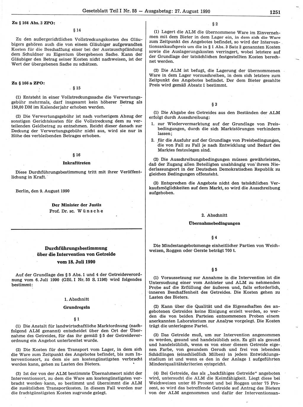 Gesetzblatt (GBl.) der Deutschen Demokratischen Republik (DDR) Teil Ⅰ 1990, Seite 1251 (GBl. DDR Ⅰ 1990, S. 1251)