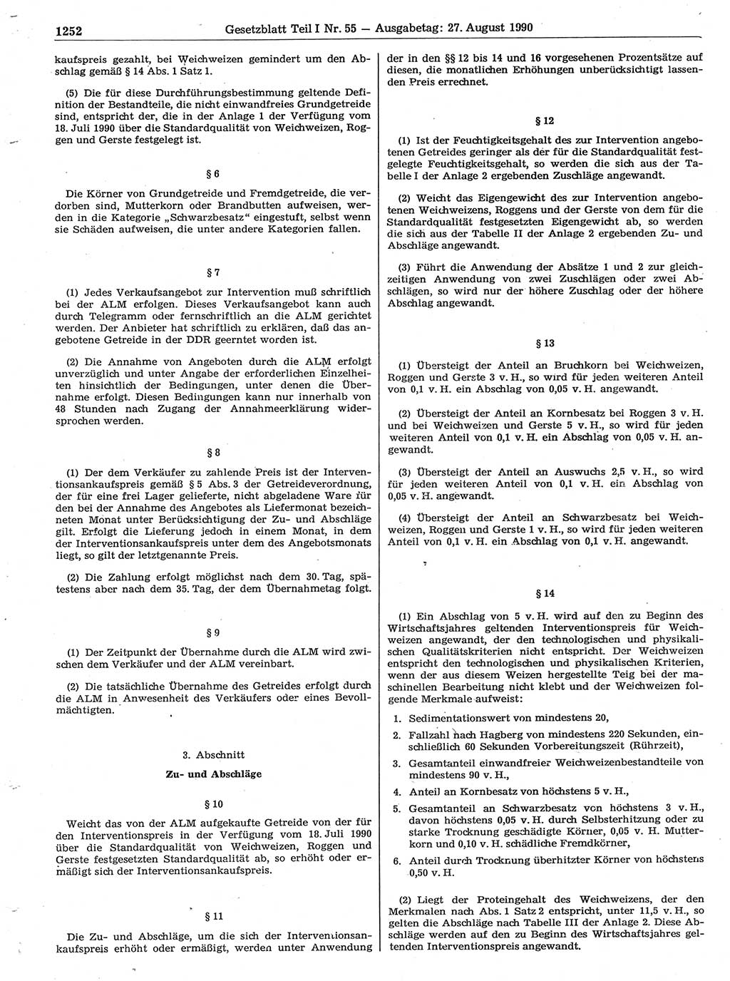 Gesetzblatt (GBl.) der Deutschen Demokratischen Republik (DDR) Teil Ⅰ 1990, Seite 1252 (GBl. DDR Ⅰ 1990, S. 1252)