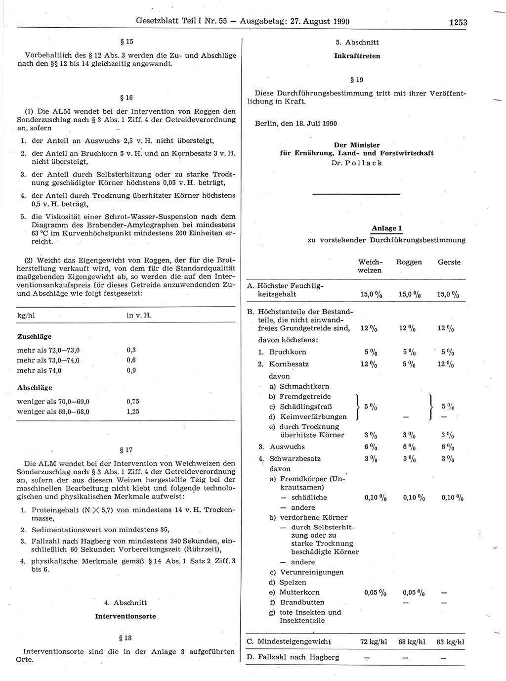 Gesetzblatt (GBl.) der Deutschen Demokratischen Republik (DDR) Teil Ⅰ 1990, Seite 1253 (GBl. DDR Ⅰ 1990, S. 1253)