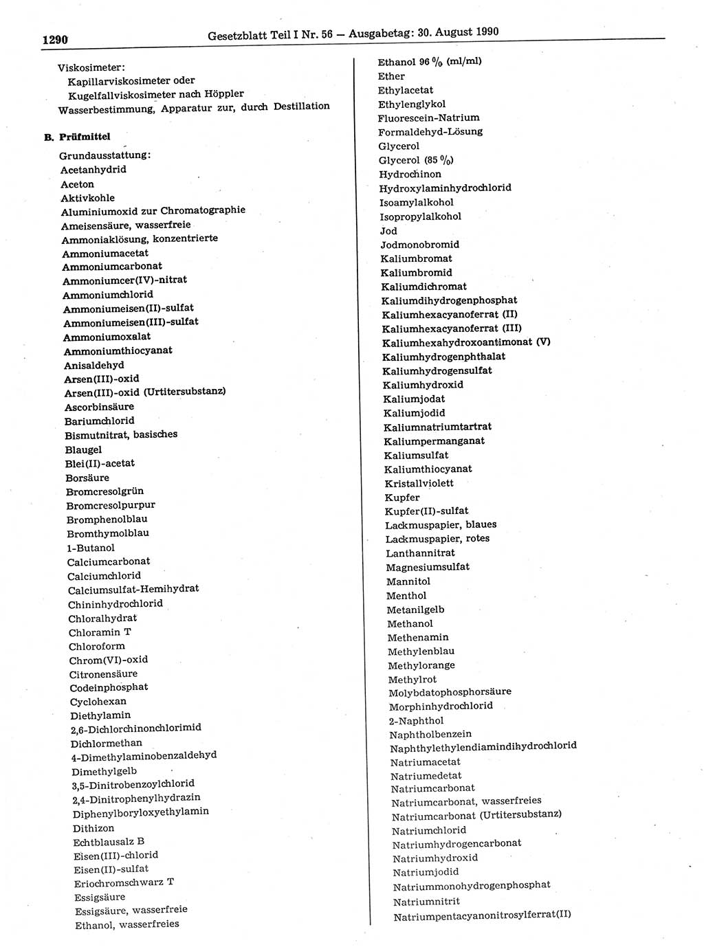Gesetzblatt (GBl.) der Deutschen Demokratischen Republik (DDR) Teil Ⅰ 1990, Seite 1290 (GBl. DDR Ⅰ 1990, S. 1290)