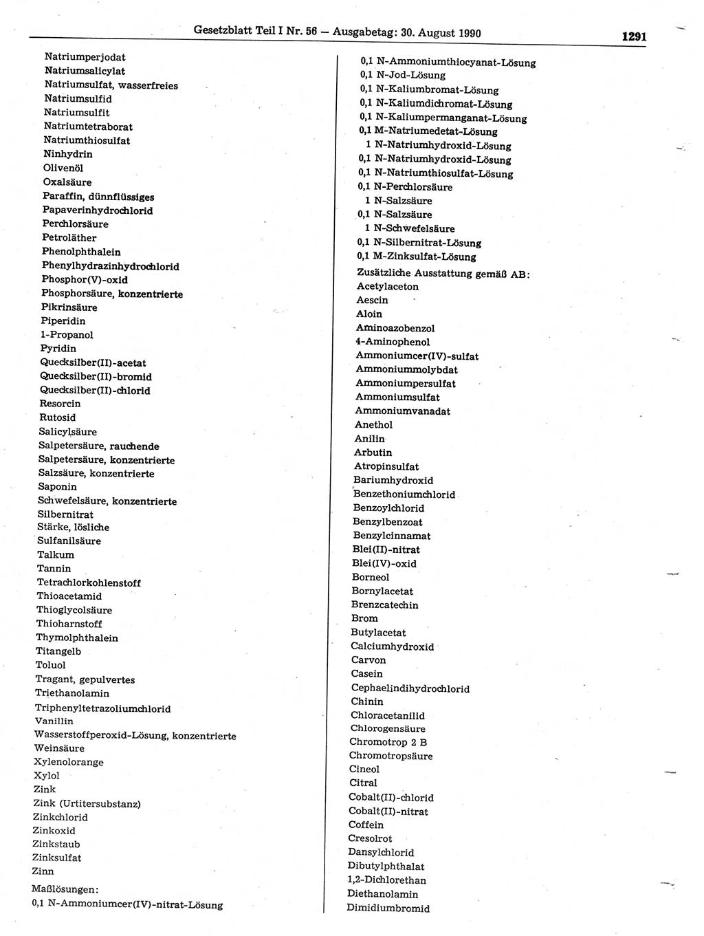 Gesetzblatt (GBl.) der Deutschen Demokratischen Republik (DDR) Teil Ⅰ 1990, Seite 1291 (GBl. DDR Ⅰ 1990, S. 1291)