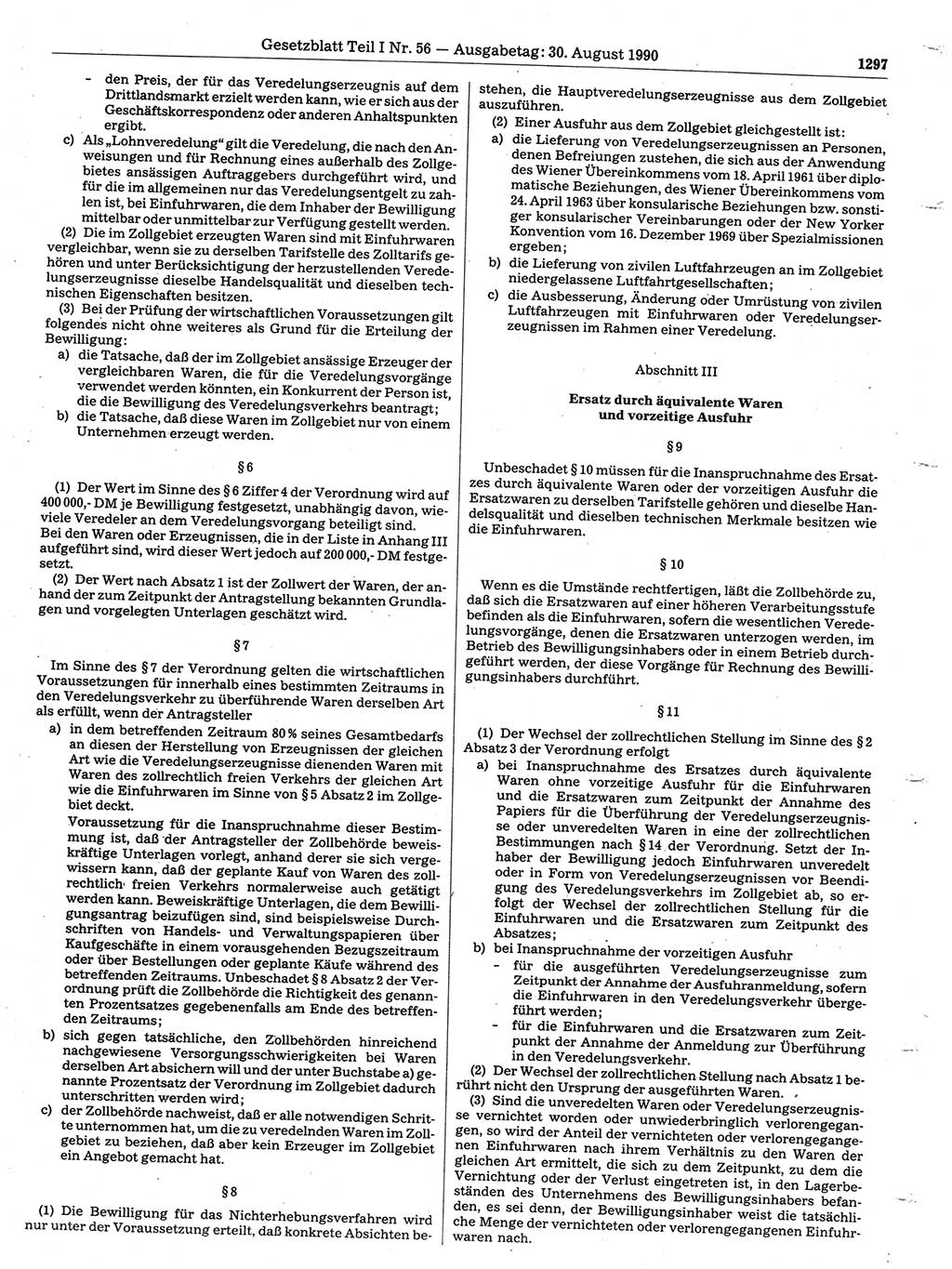 Gesetzblatt (GBl.) der Deutschen Demokratischen Republik (DDR) Teil Ⅰ 1990, Seite 1297 (GBl. DDR Ⅰ 1990, S. 1297)
