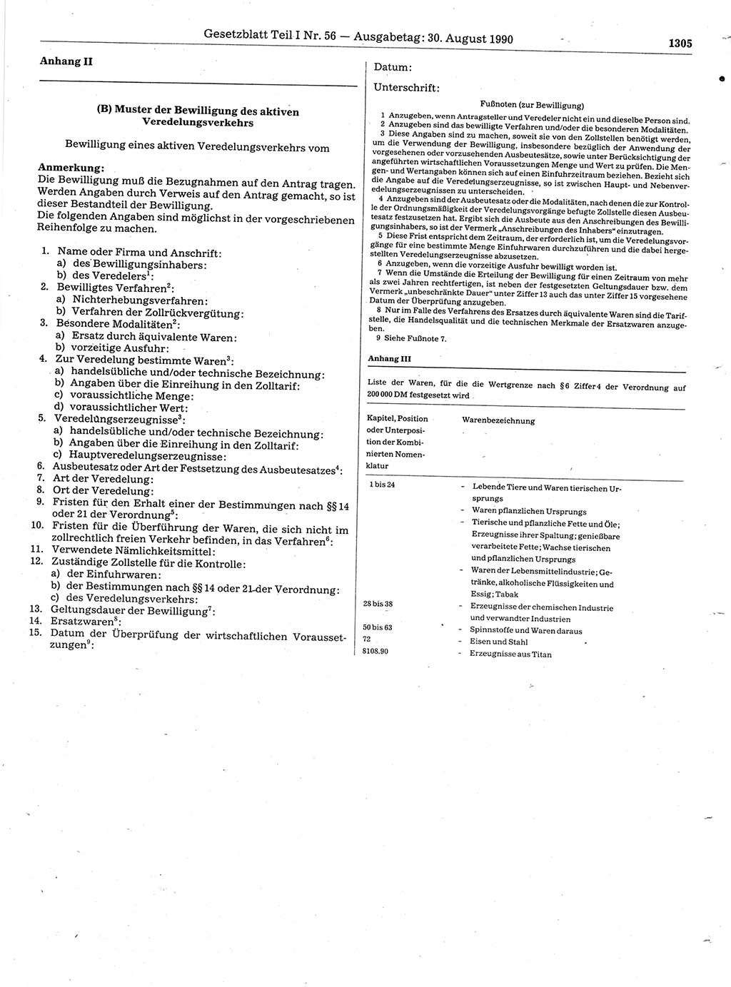 Gesetzblatt (GBl.) der Deutschen Demokratischen Republik (DDR) Teil Ⅰ 1990, Seite 1305 (GBl. DDR Ⅰ 1990, S. 1305)