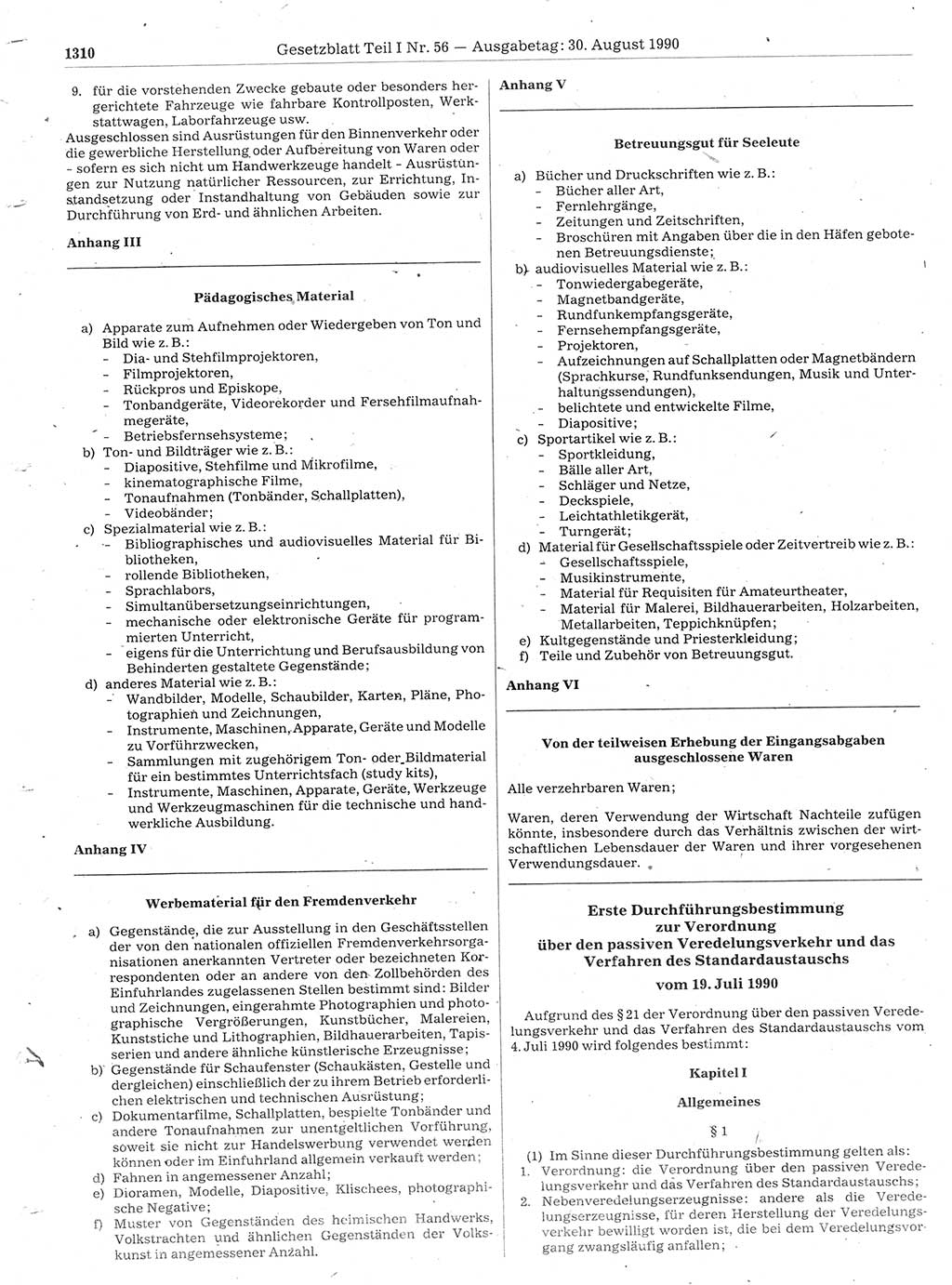 Gesetzblatt (GBl.) der Deutschen Demokratischen Republik (DDR) Teil Ⅰ 1990, Seite 1310 (GBl. DDR Ⅰ 1990, S. 1310)