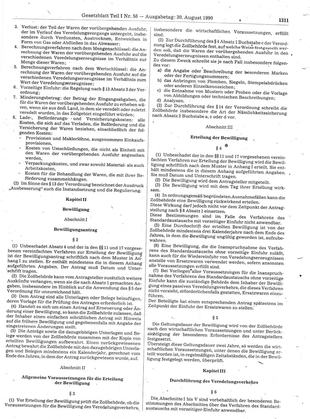 Gesetzblatt (GBl.) der Deutschen Demokratischen Republik (DDR) Teil Ⅰ 1990, Seite 1311 (GBl. DDR Ⅰ 1990, S. 1311)