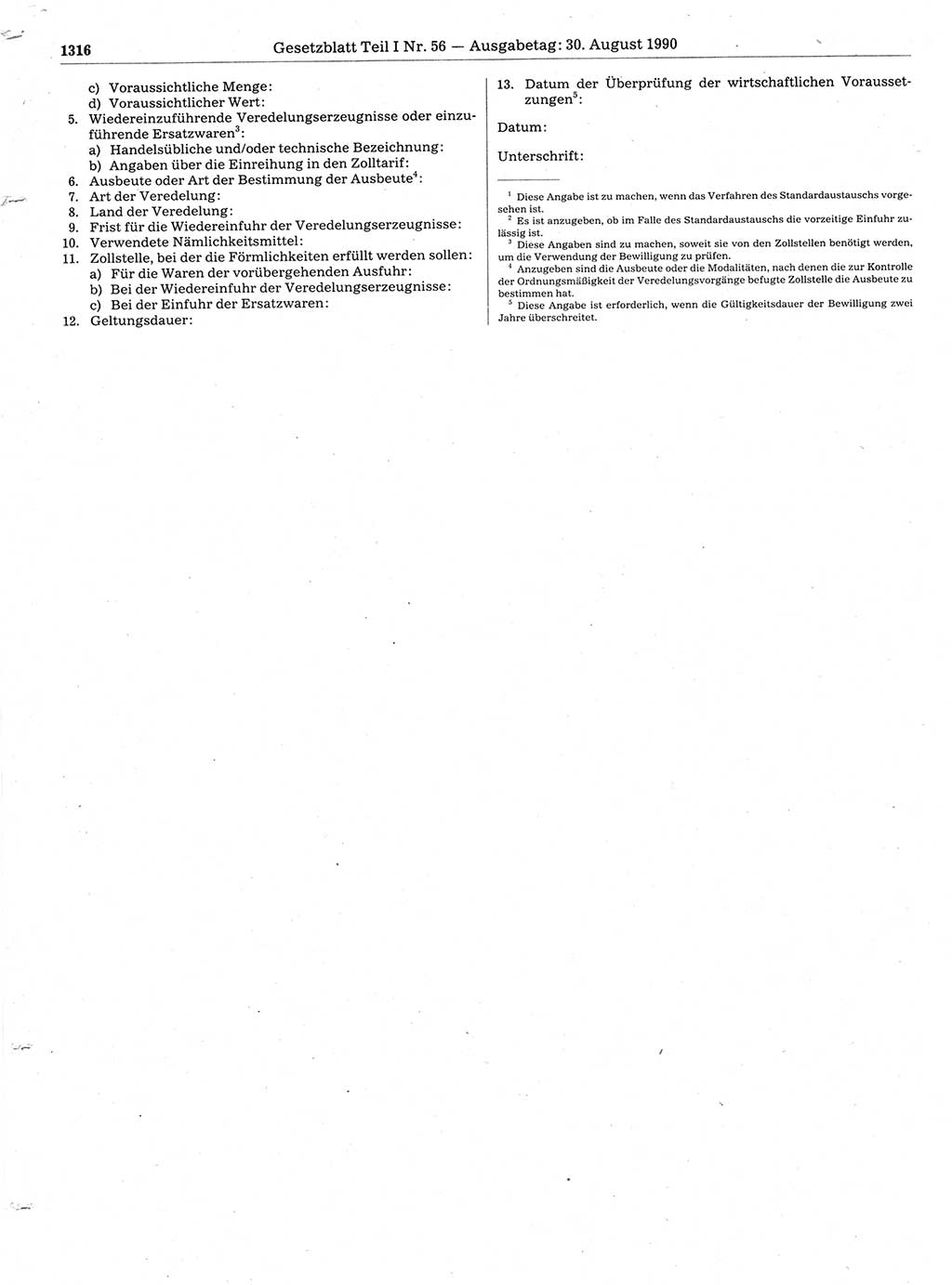 Gesetzblatt (GBl.) der Deutschen Demokratischen Republik (DDR) Teil Ⅰ 1990, Seite 1316 (GBl. DDR Ⅰ 1990, S. 1316)