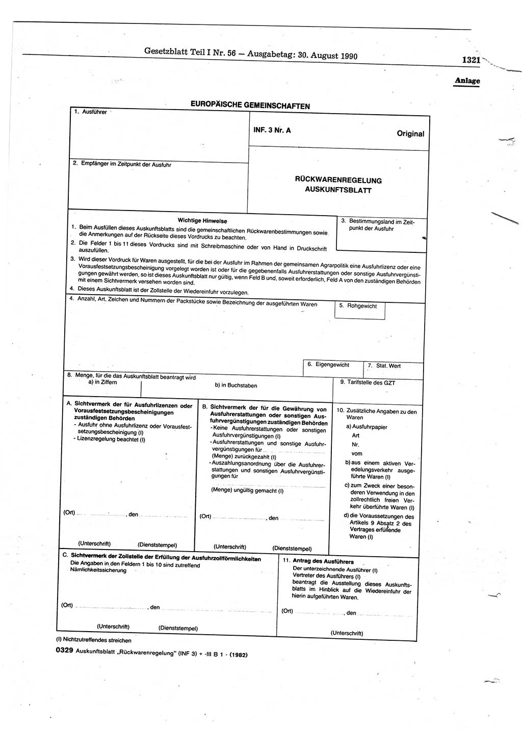 Gesetzblatt (GBl.) der Deutschen Demokratischen Republik (DDR) Teil Ⅰ 1990, Seite 1321 (GBl. DDR Ⅰ 1990, S. 1321)