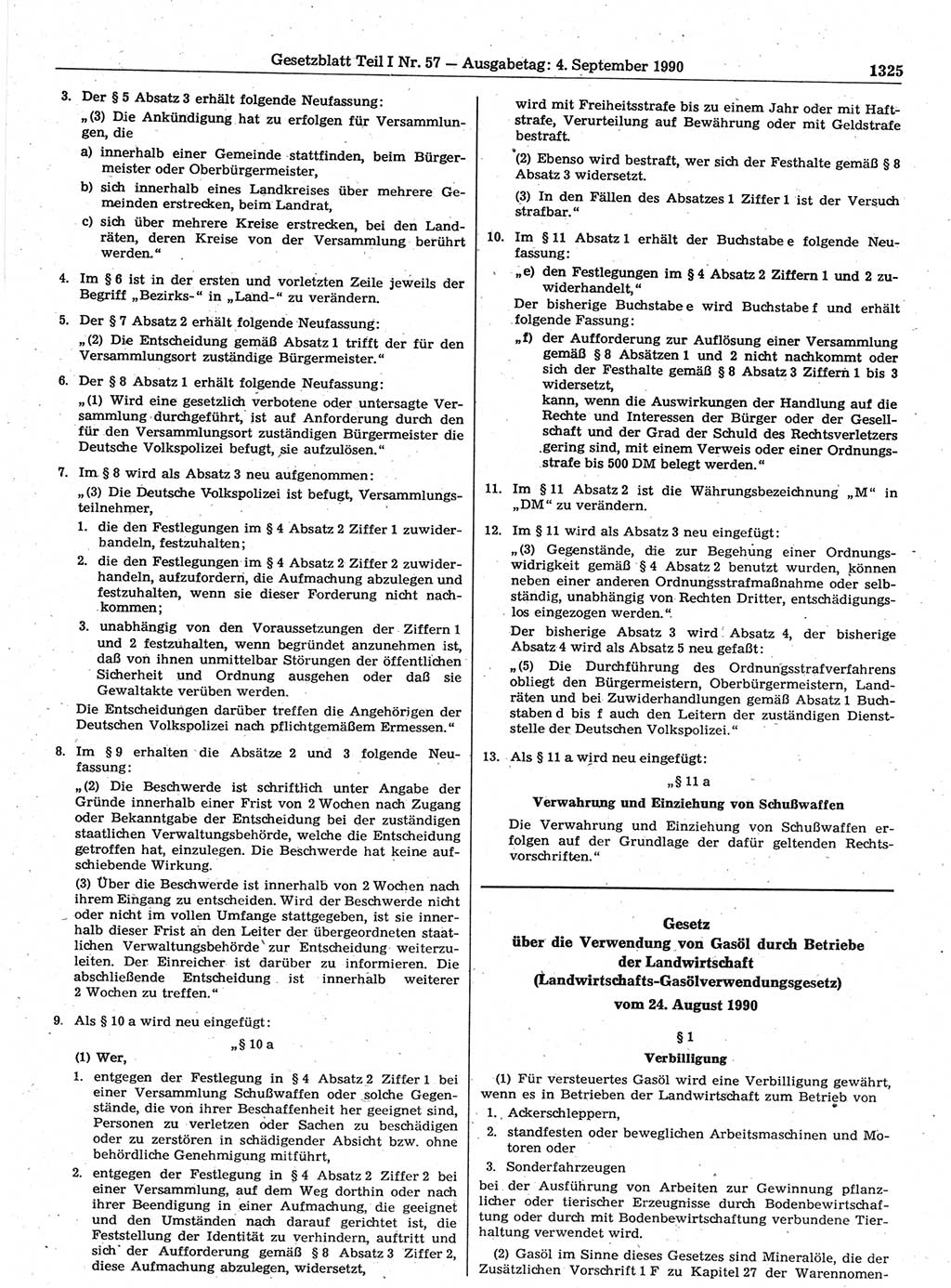 Gesetzblatt (GBl.) der Deutschen Demokratischen Republik (DDR) Teil Ⅰ 1990, Seite 1325 (GBl. DDR Ⅰ 1990, S. 1325)