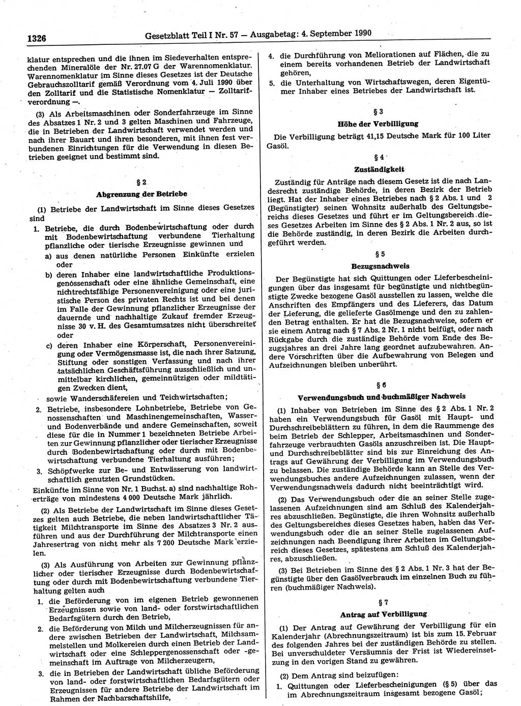 Gesetzblatt (GBl.) der Deutschen Demokratischen Republik (DDR) Teil Ⅰ 1990, Seite 1326 (GBl. DDR Ⅰ 1990, S. 1326)